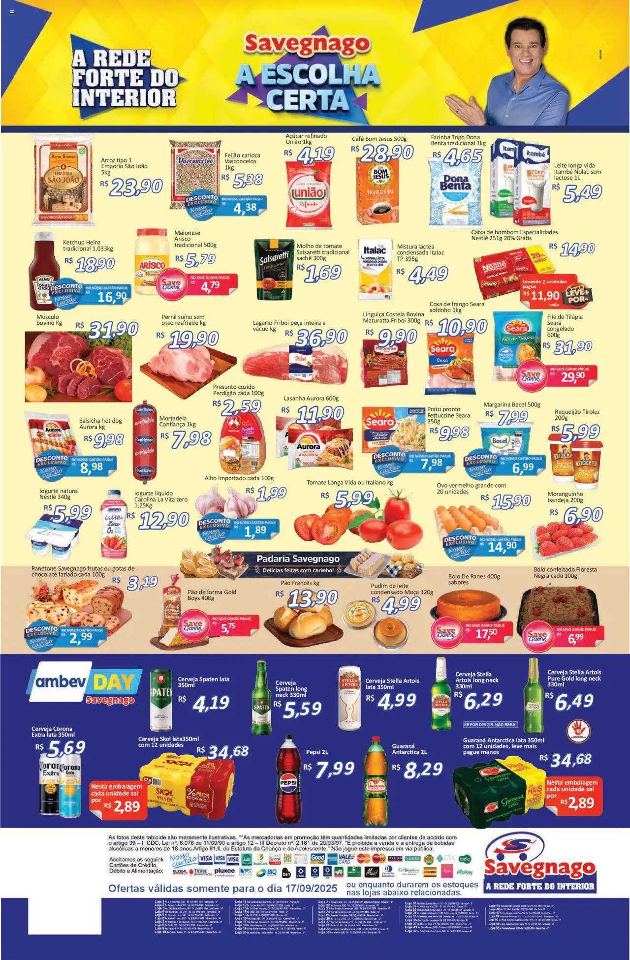 Savegnago Folheto - válido de 17.09.2025 | Página: 2 | Produtos: Tilápia, Café, Presunto, Pão francês