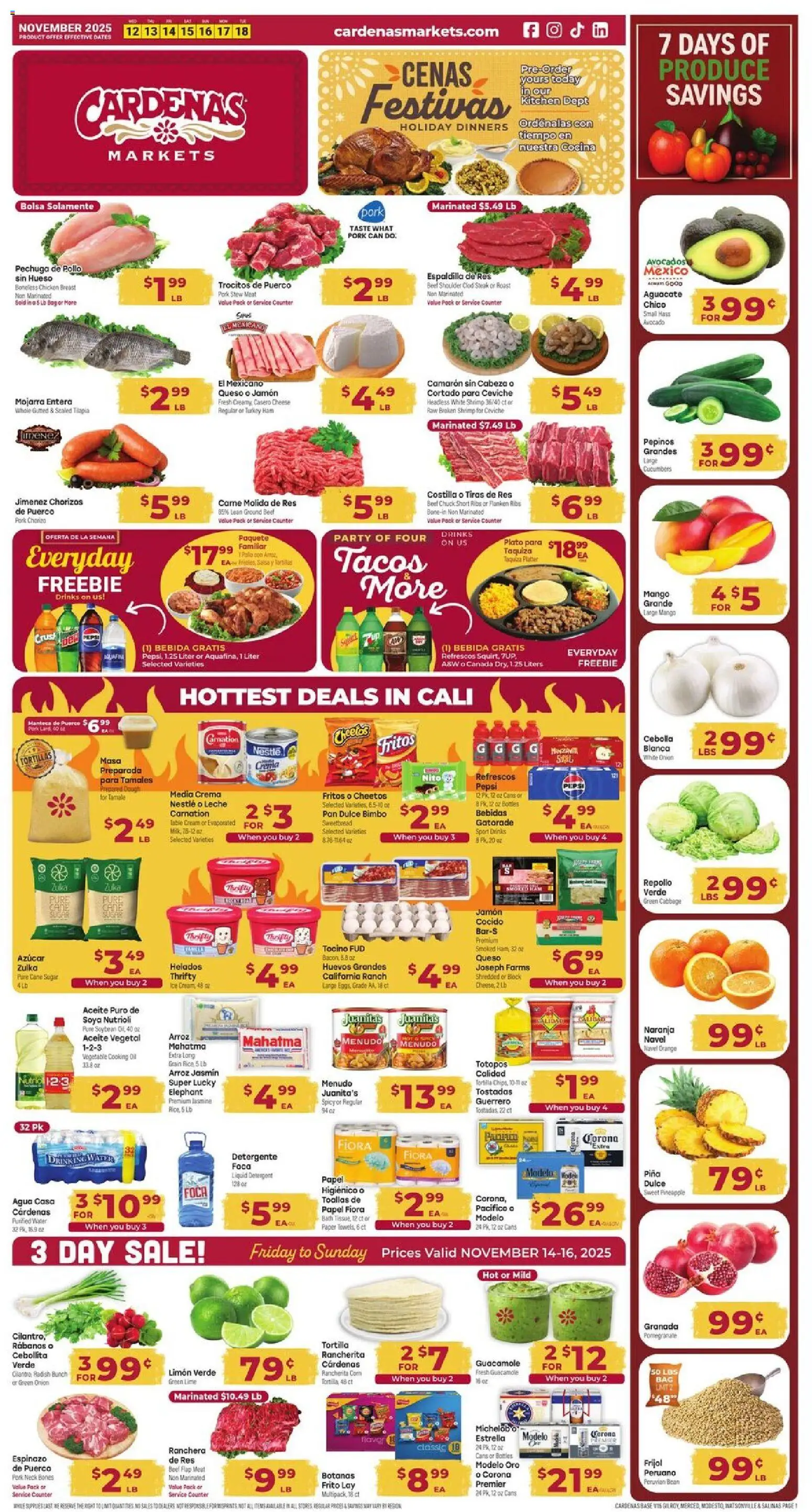 Cardenas Weekly Ad - CA - valid from 12.11.2025 | Page: 1 | Products: Cheese, Detergent, Cucumbers, Lime