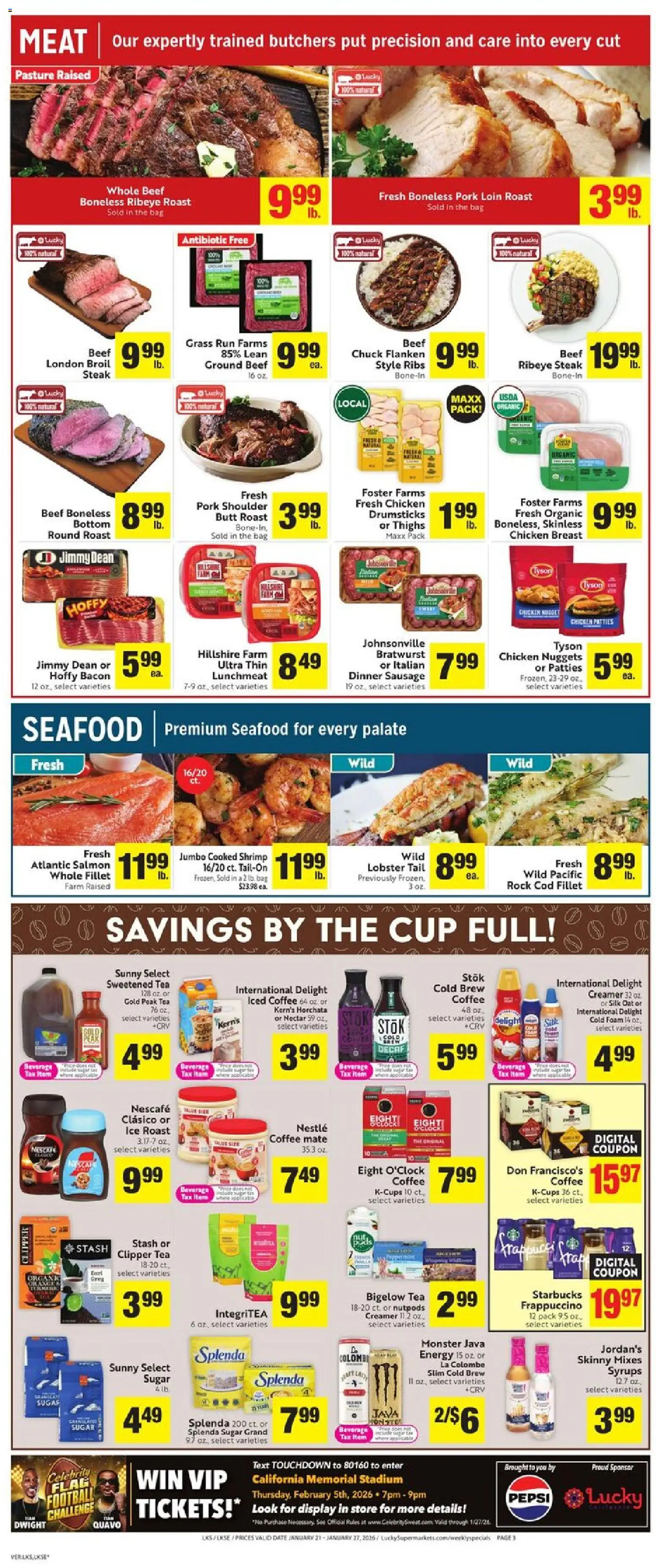 Lucky Supermarkets Weekly - CA - valid from 21.01.2026 | Page: 3 | Products: Pork, Seafood, Date, Bag