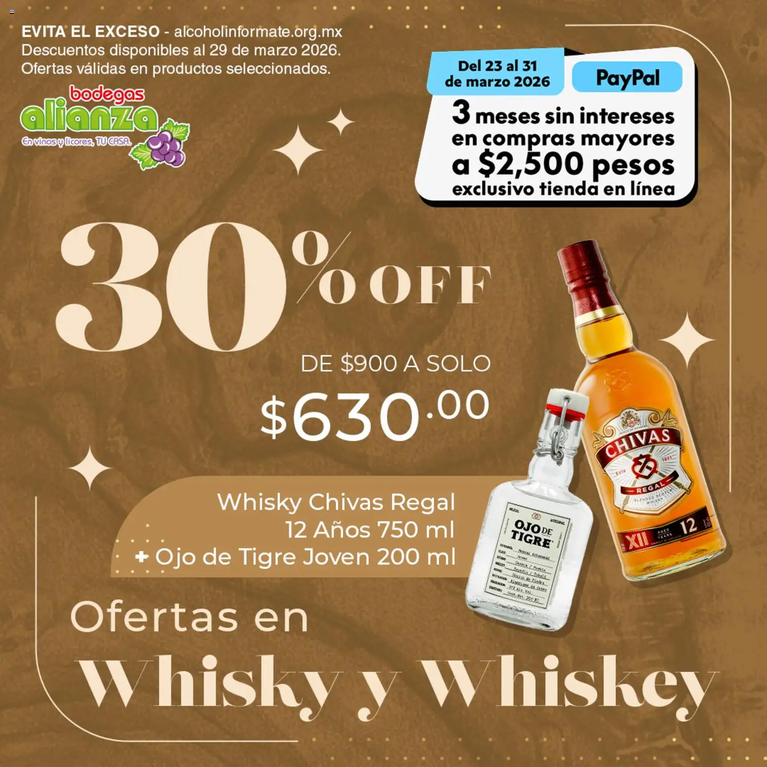 Nuevas ofertas de Bodegas Alianza válidas en toda la República Mexicana desde el 26.03.2026. ¡Encuentra las mejores ofertas en Bodegas Alianza catálogo Precio especial! | Página: 3 | Productos: Whiskey, Whisky