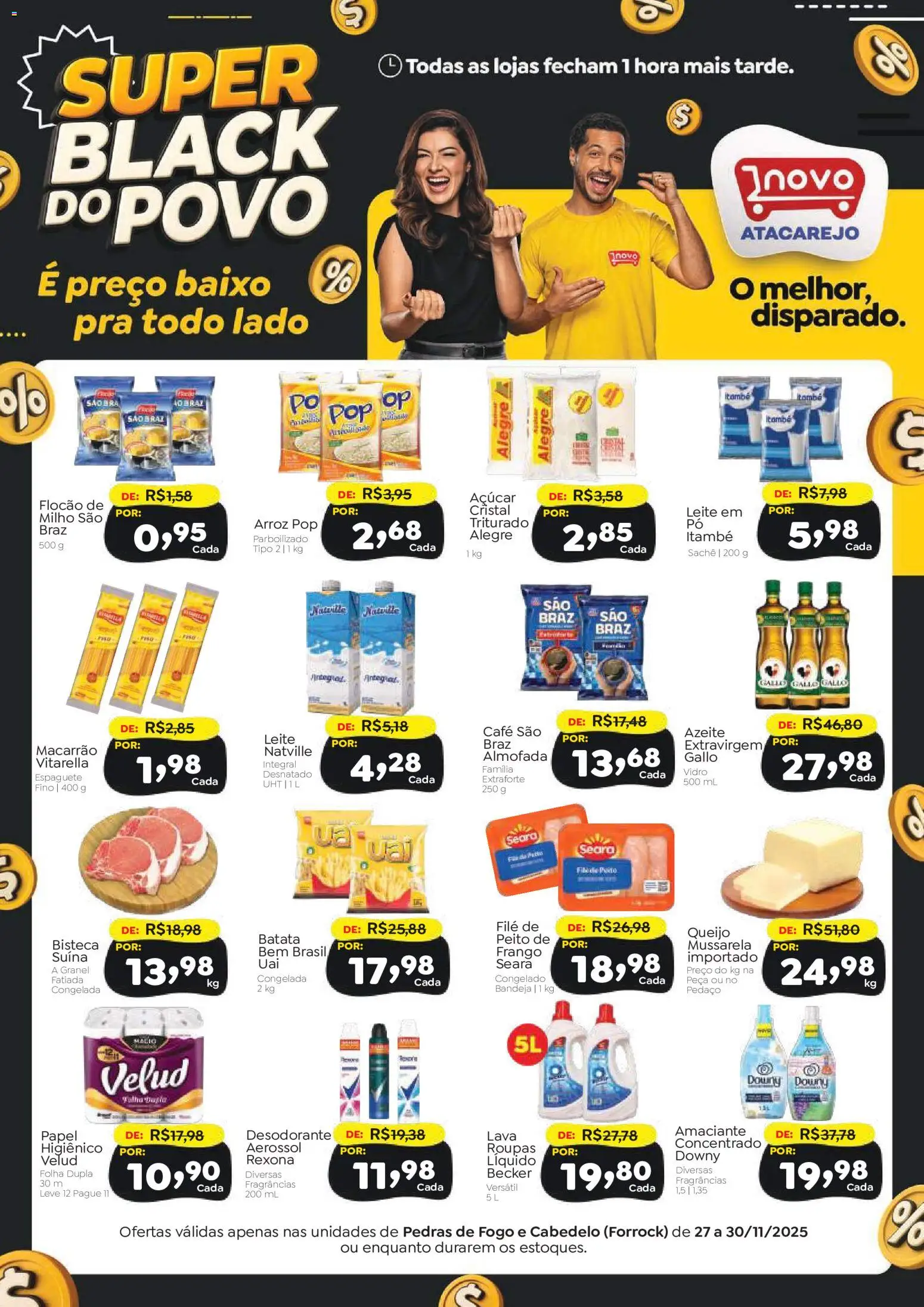 Novo Atacarejo Folheto - válido de 27.11.2025 | Página: 1 | Produtos: Desodorante, Almofada, Leite, Macarrão