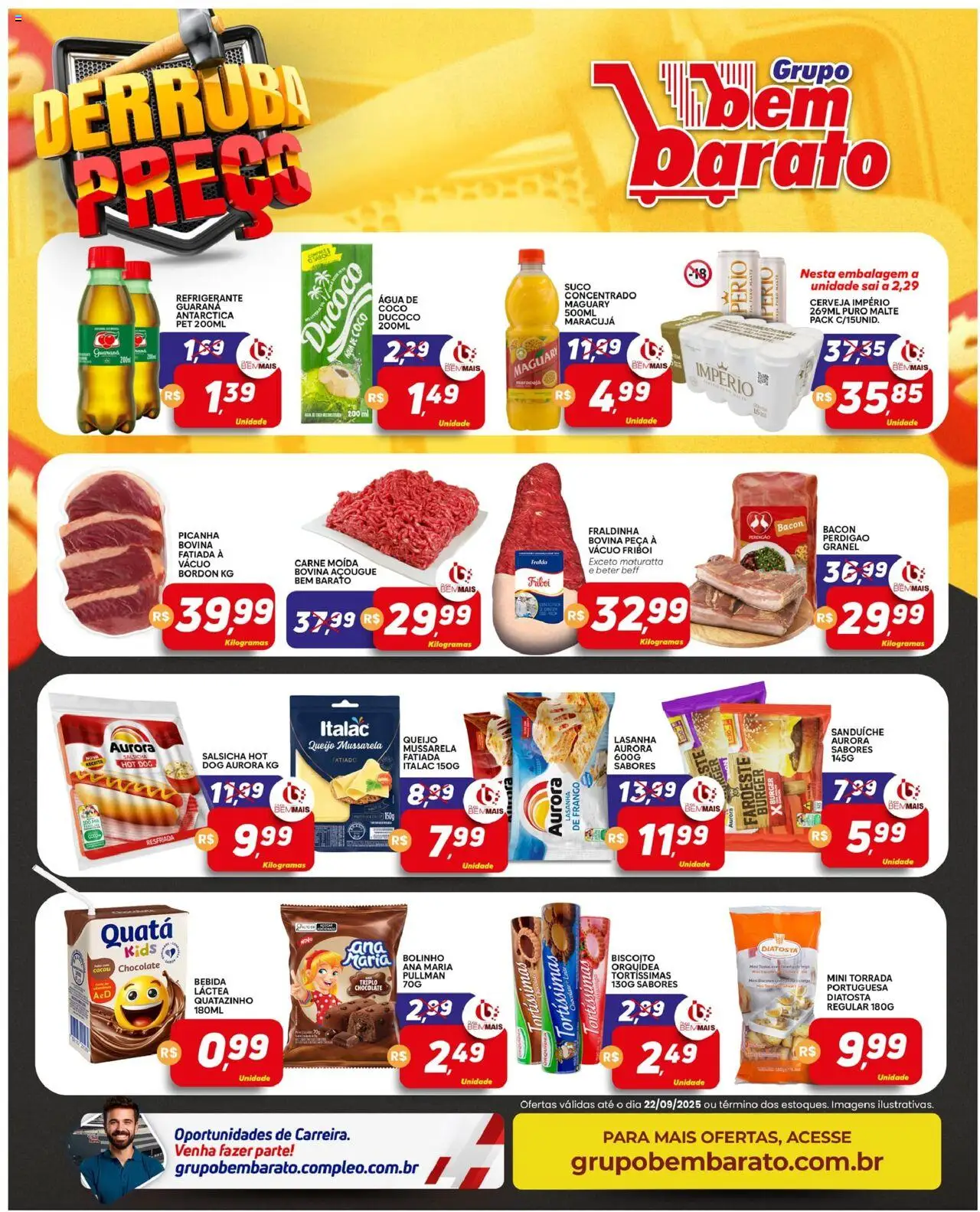 Supermercado Bem Barato Folheto - válido de 16.09.2025 | Página: 3 | Produtos: Guaraná, Salsicha, Picanha, Bebida