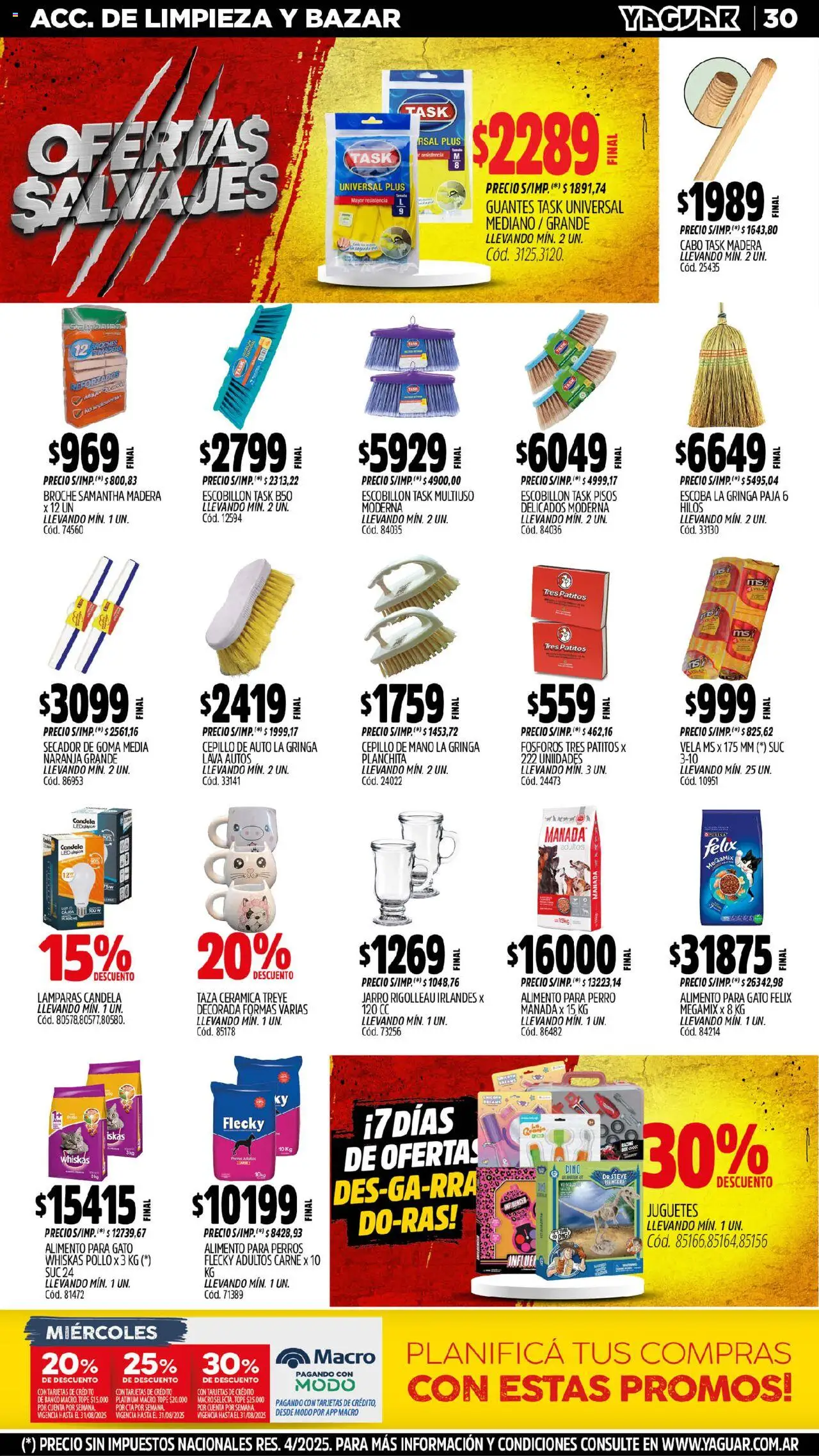 Yaguar - Chaco │ válido desde el 11.08.2025 | Página: 31 | Productos: Banco, Pollo, Taza, Escoba