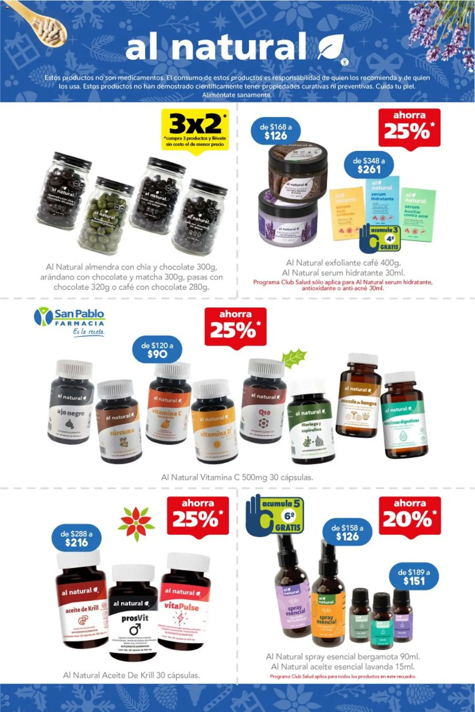 Nuevas ofertas de Farmacia San Pablo válidas en toda la República Mexicana desde el 21.12.2025. ¡Encuentra las mejores ofertas en Farmacia San Pablo catálogo! | Página: 7 | Productos: Ajo, Café, Chocolate, Almendra