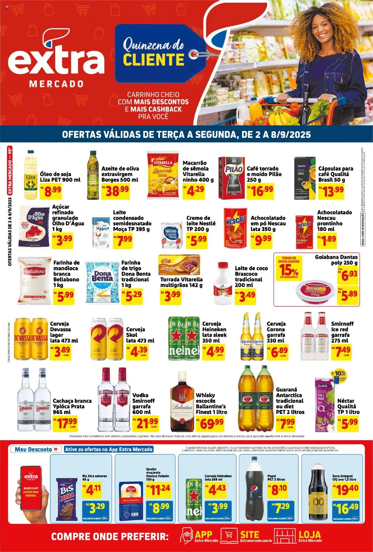 Extra Folheto - válido de 02.09.2025 | Página: 1 | Produtos: Café, Cerveja Heineken, Doces, Vodka