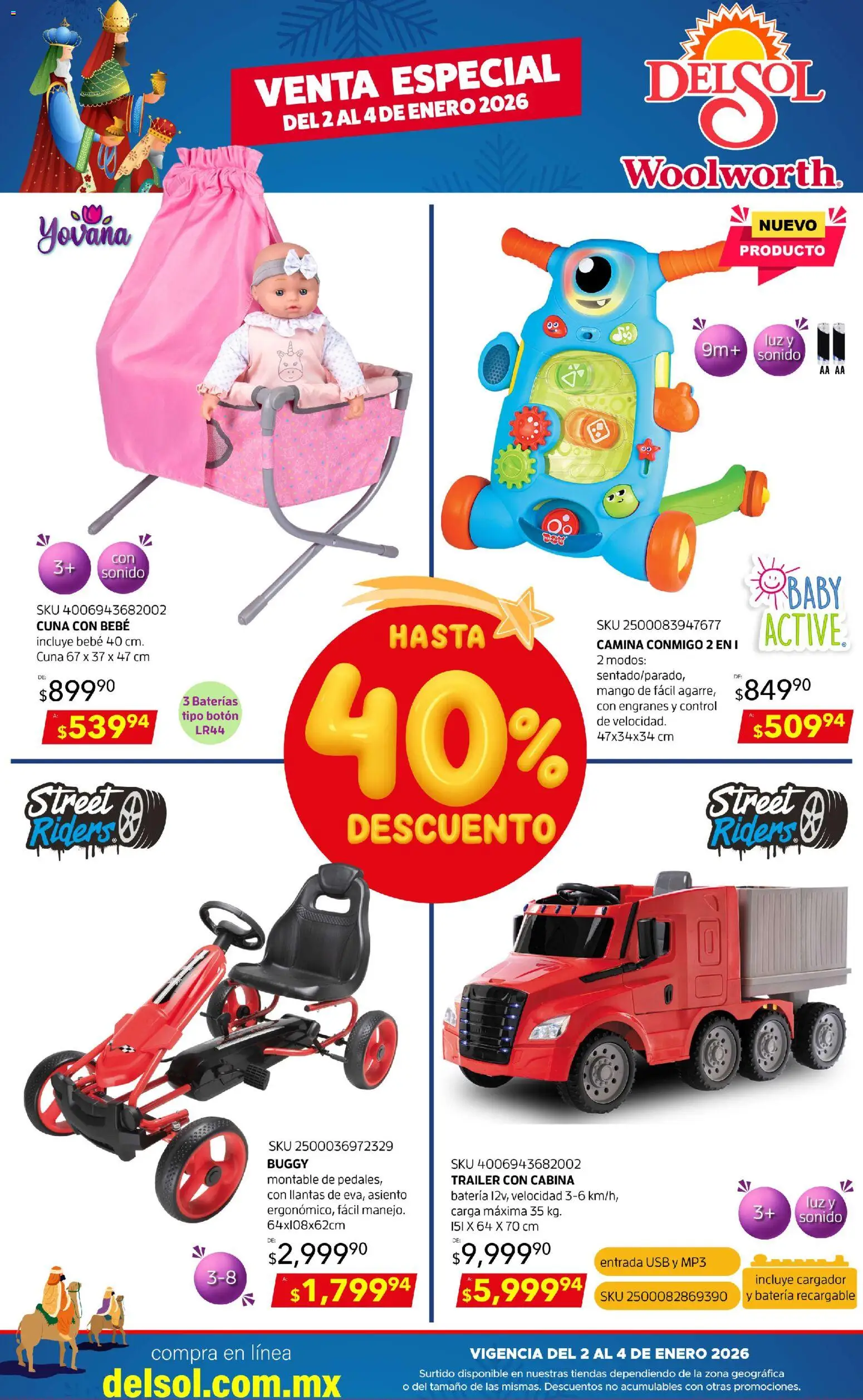 Nuevas ofertas de Del Sol y Woolworth válidas en toda la República Mexicana desde el 02.01.2026. ¡Encuentra las mejores ofertas en Del Sol y Woolworth catálogo Venta Especial ! | Página: 2 | Productos: Usb, Mango, Cargador, Batería