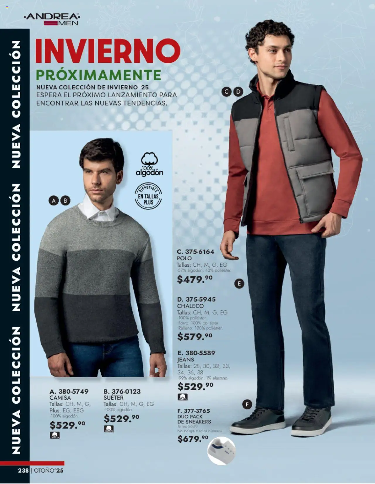 Nuevas ofertas de Andrea válidas en toda la República Mexicana desde el 24.08.2025. ¡Encuentra las mejores ofertas en Andrea - Catálogo Vestir Caballero! | Página: 76 | Productos: Suéter, Chaleco, Camisa, Algodón
