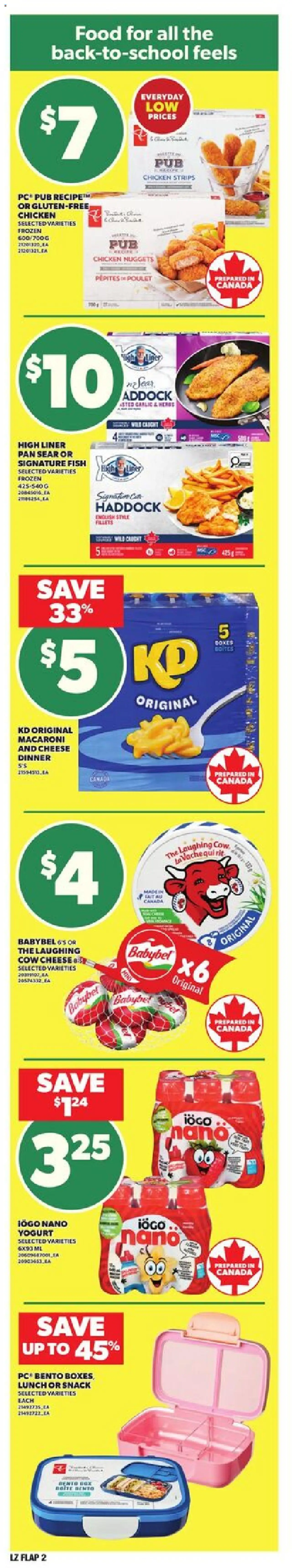 Loblaws flyer valid from 21.08.2025 | Page: 4 | Products: Fish, Cheese, Yogurt, Chicken