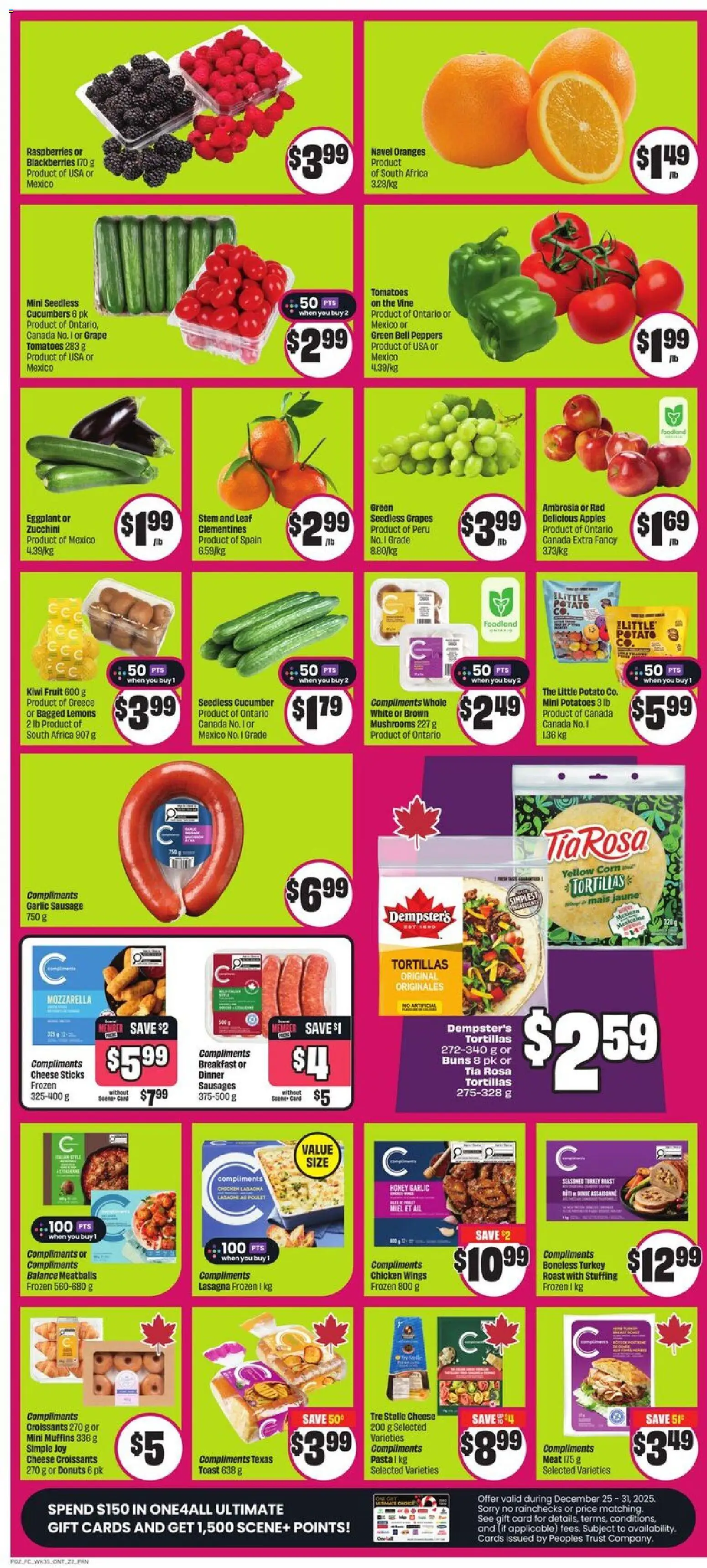 FreshCo flyer valid from 26.12.2025 | Page: 3 | Products: Turkey, Chicken, Apples, Oranges