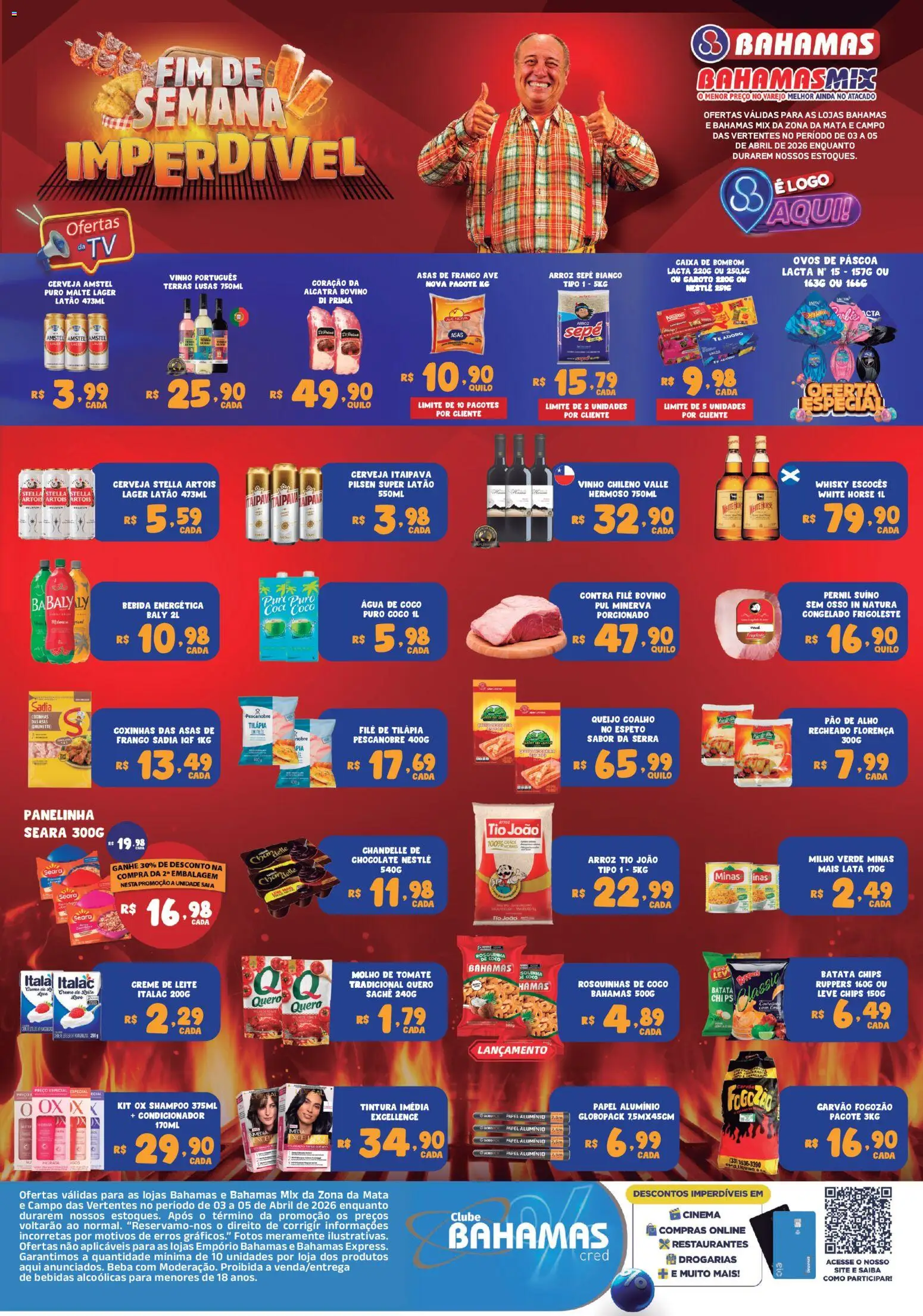 Bahamas Supermercados Folheto - válido de 03.04.2026 | Página: 1 | Produtos: Alho, Água de coco, Chocolate, Creme de leite