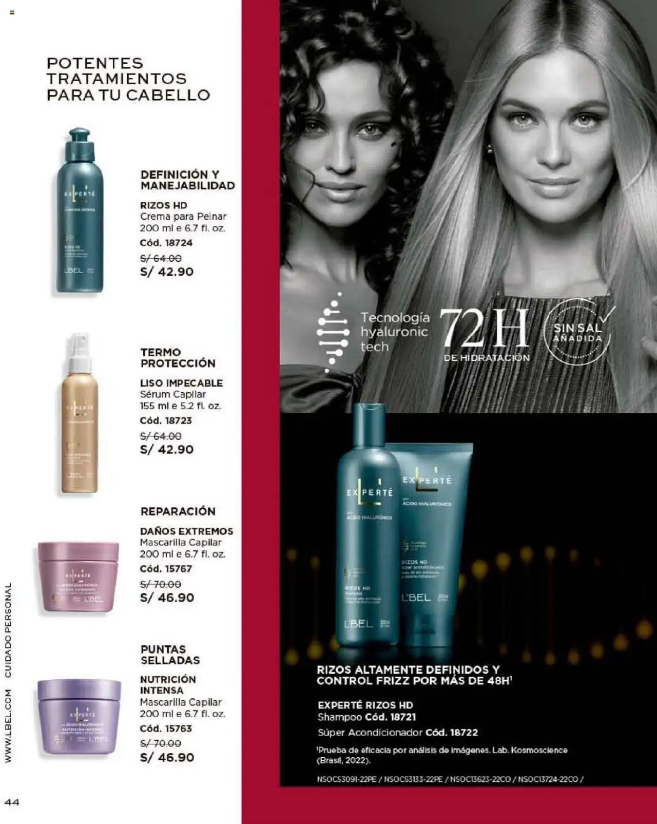 Catálogo L'Bel válido desde 24.10.2025 | Página: 44 | Productos: Shampoo, Acondicionador, Té, Crema