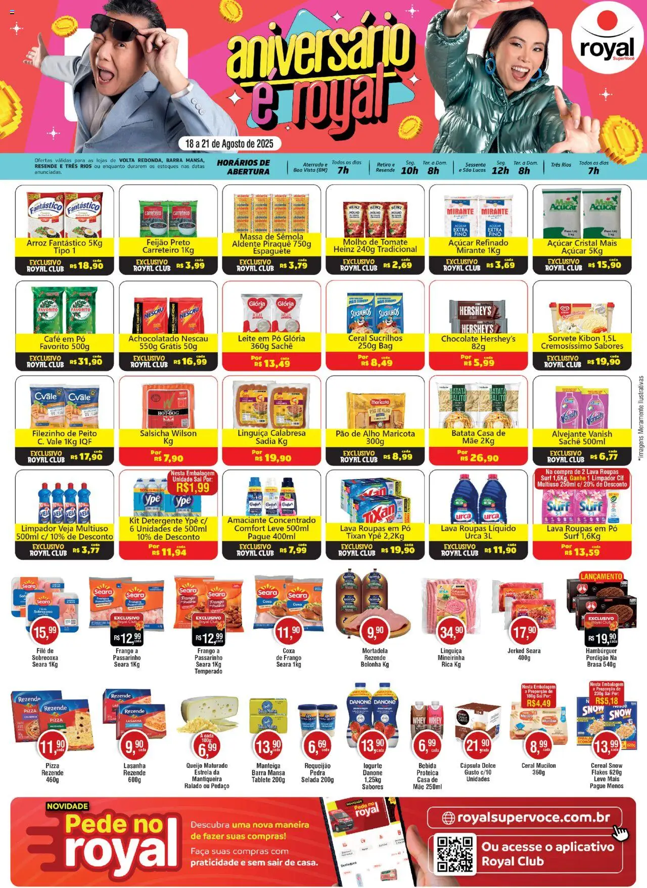 Royal Supermercados Folheto - válido de 18.08.2025 | Página: 1 | Produtos: Alvejante, Detergente, Pao de alho, Lasanha