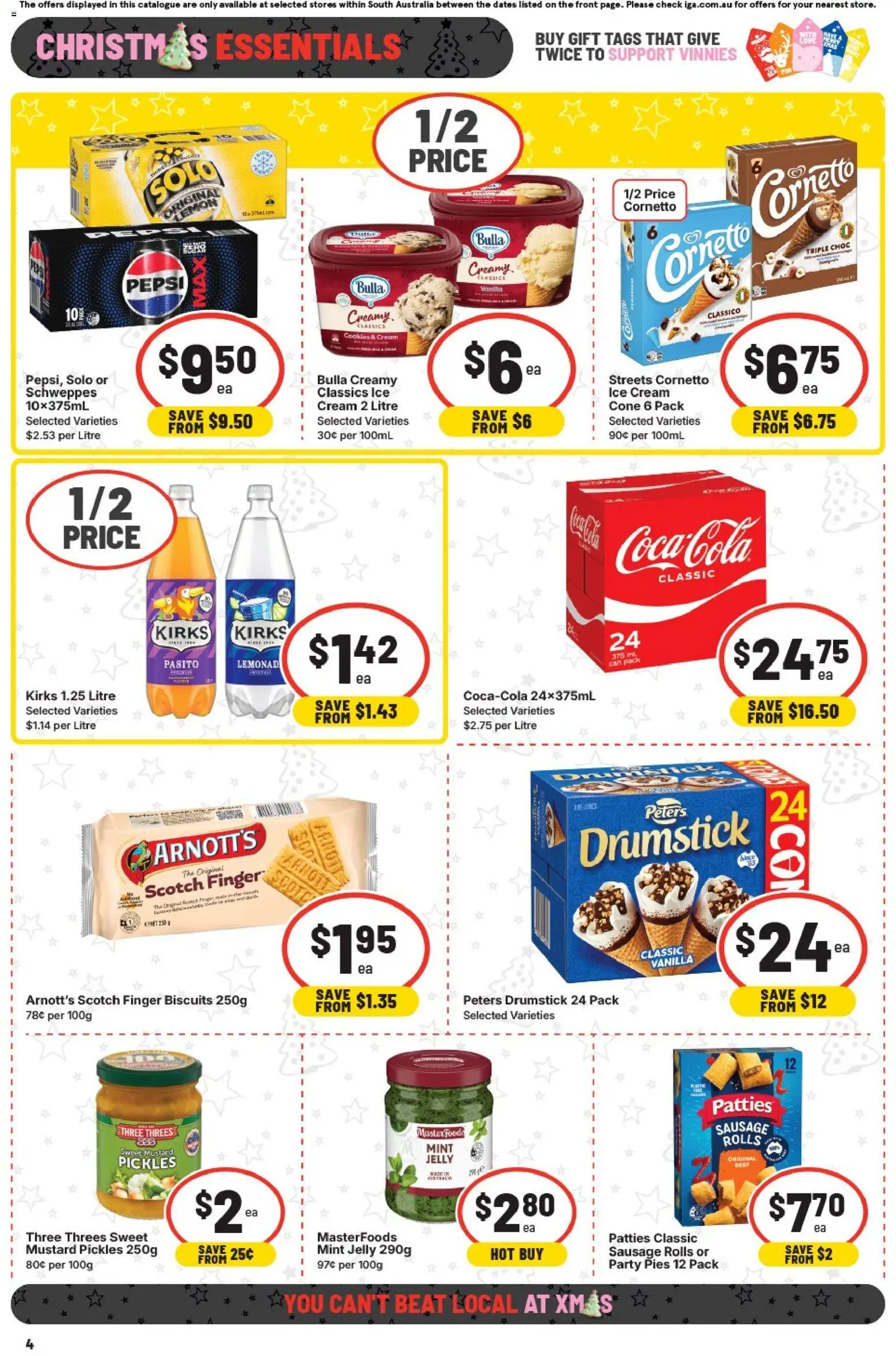 IGA catalogue - valid from 26.11.2025 | Page: 4 | Products: Pepsi, Cream, Biscuits, Pies