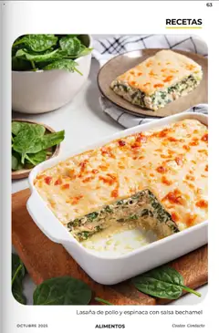 Vista previa de Lasaña de pollo y espinaca con salsa bechamel, Chicken and spinach lasagna with bechamel sauce., nuevo folleto de la tienda, válido en México a partir del 03.10.2025 | Página: 63
