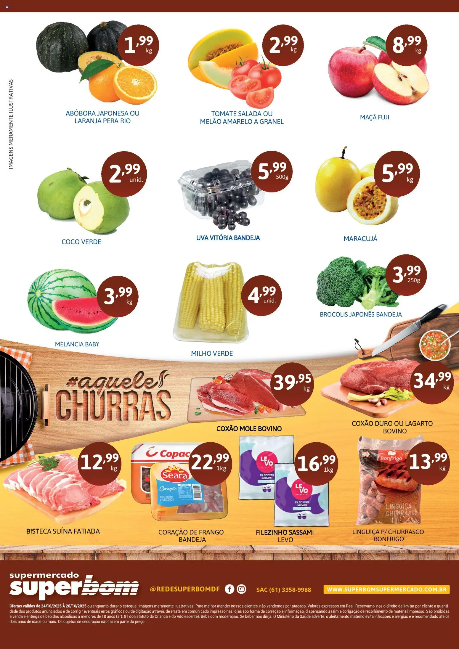 Superbom Folheto - válido de 24.10.2025 | Página: 2 | Produtos: Melancia, Pera, Linguiça, Frango