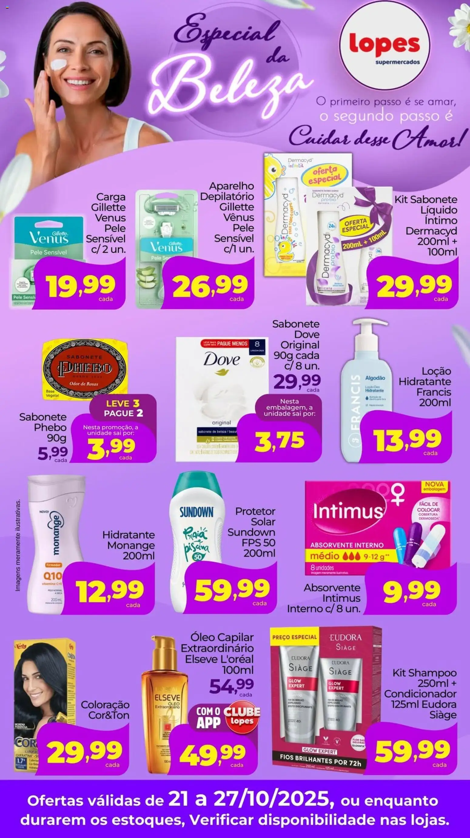 Lopes Supermercados Folheto - válido de 21.10.2025 | Página: 1 | Produtos: Óleo, Sabonete, Algodão, Dove