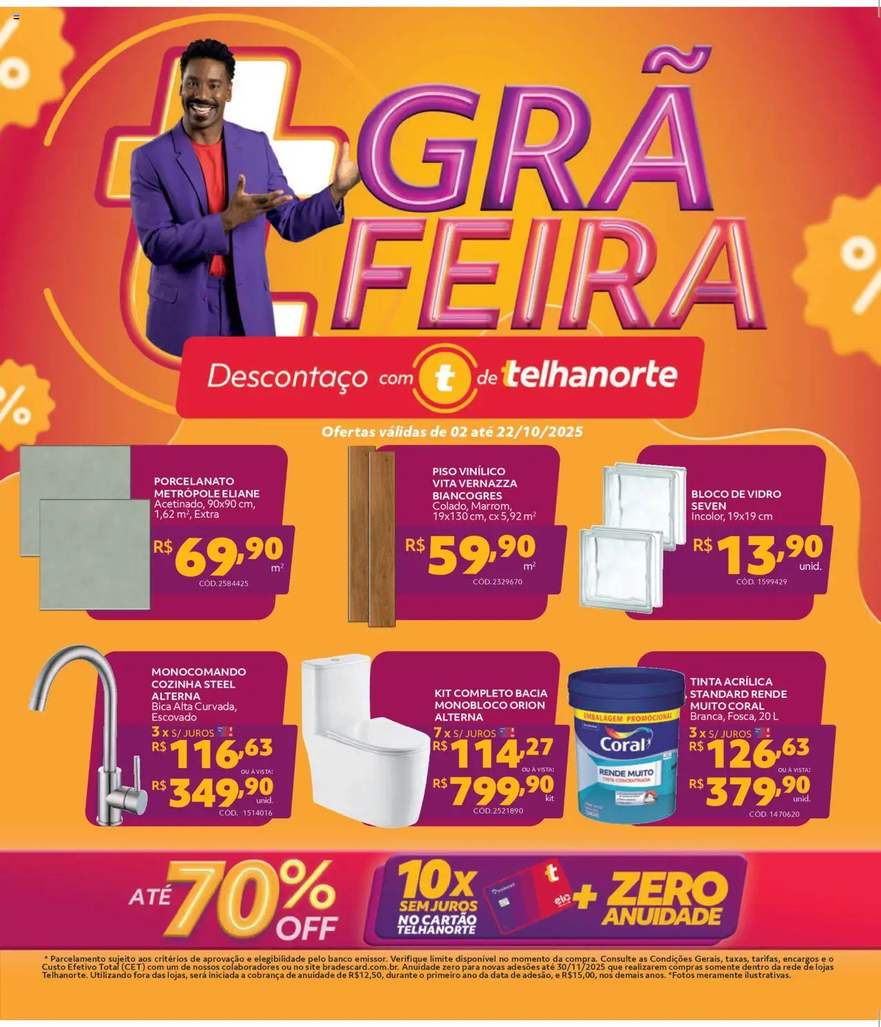 Telhanorte Folheto - válido de 02.10.2025 | Página: 1 | Produtos: Piso, Banco, Porcelanato, Tinta
