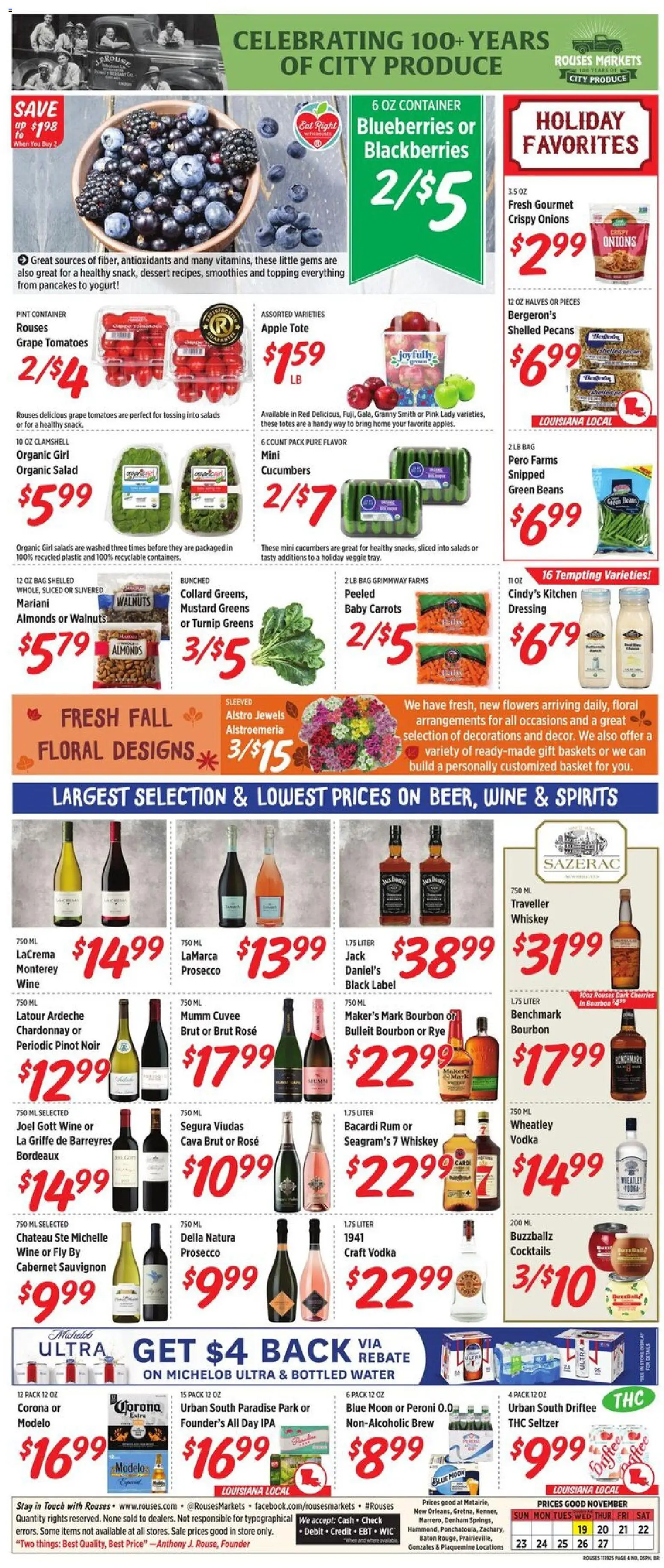 Rouses Weekly Ad - valid from 19.11.2025 | Page: 8 | Products: Cherries, Yogurt, Cucumbers, Salad