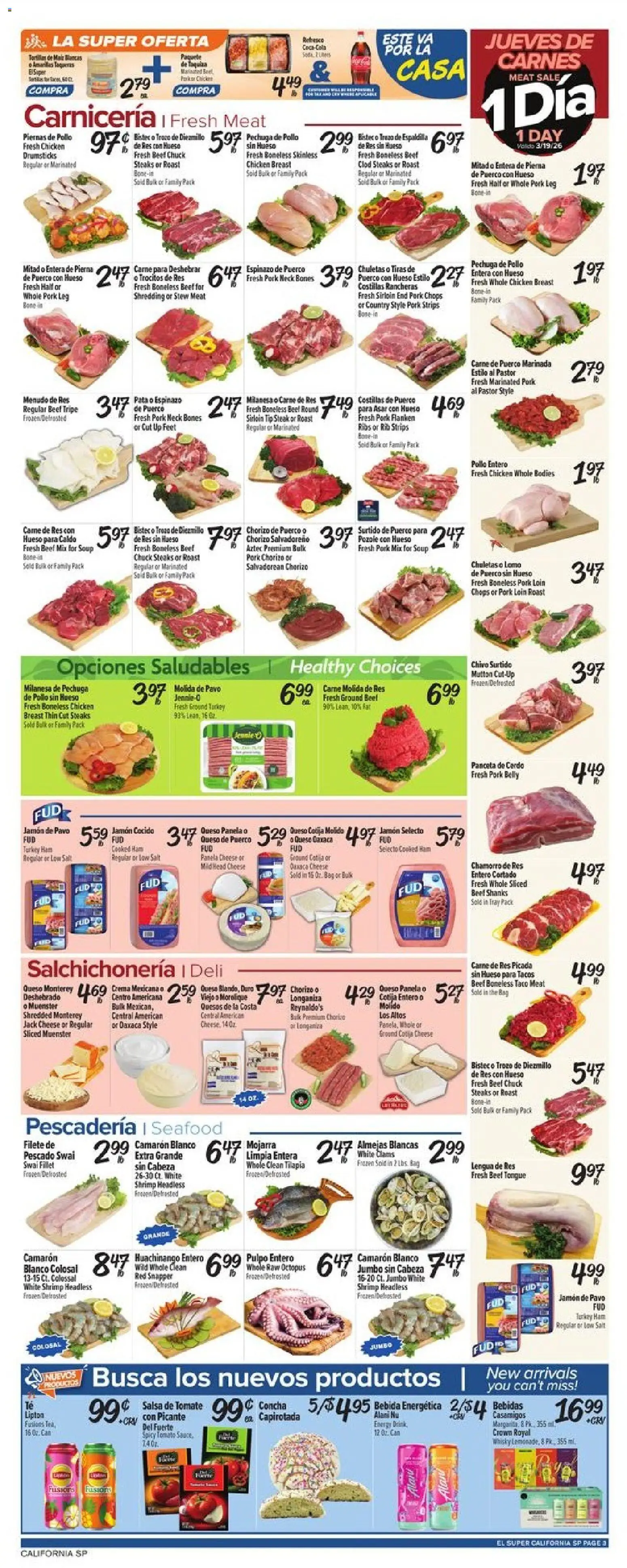 El Super Weekly Ad - CA - valid from 18.03.2026 | Page: 3 | Products: Ham, Salt, Seafood, Beet