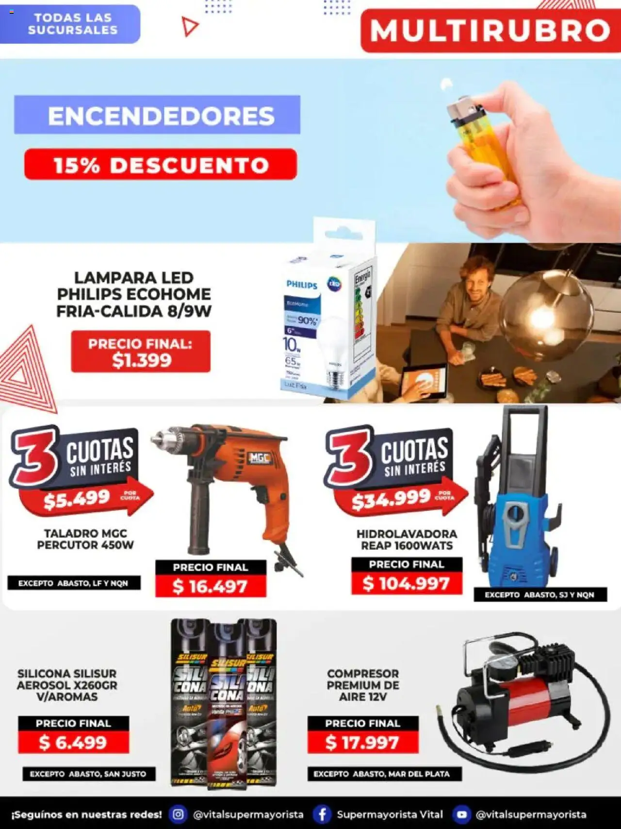 Vital - Ofertas nonfood │ válido desde el 10.08.2025 | Página: 4 | Productos: Lámpara, Taladro, Hidrolavadora