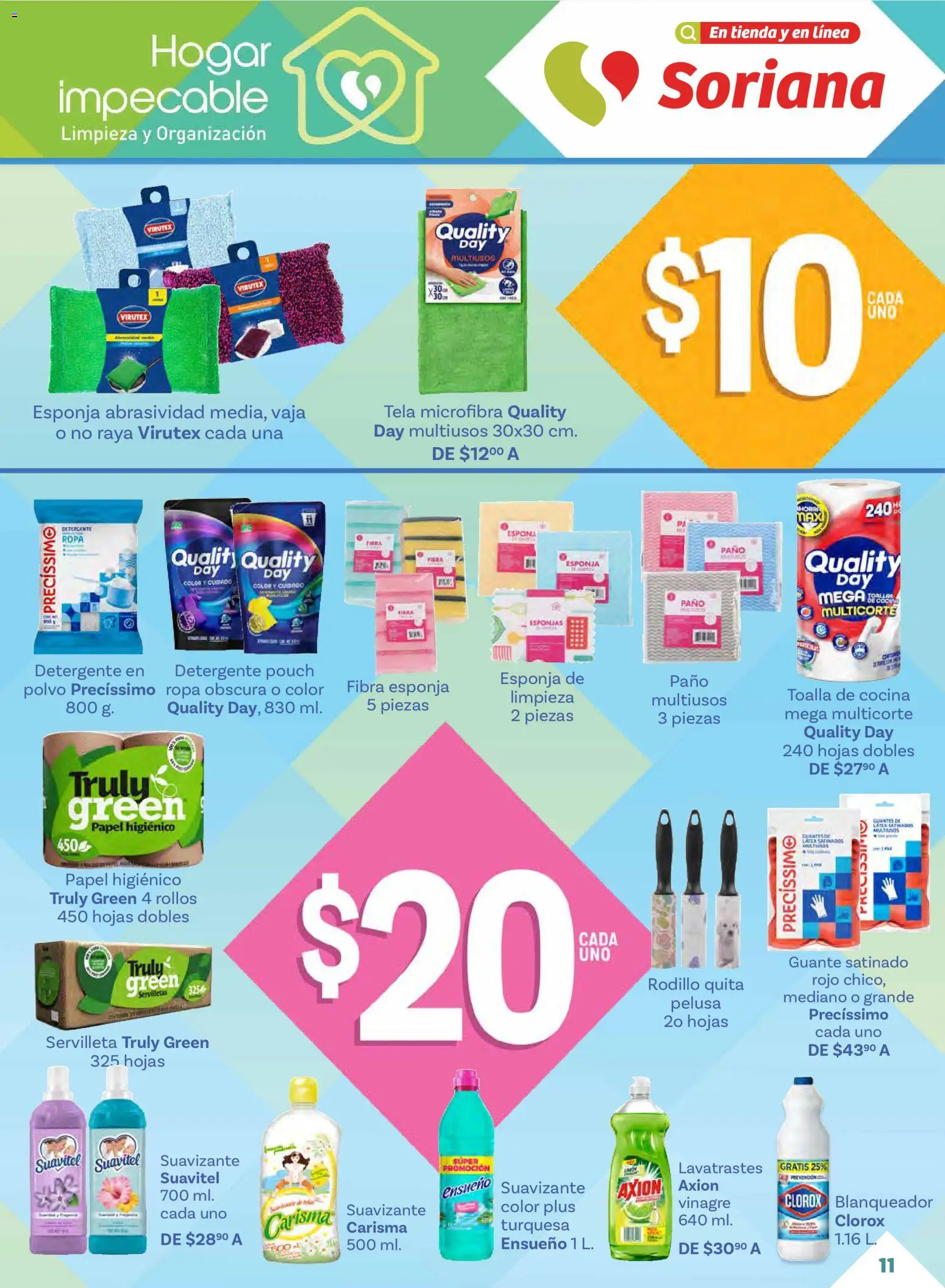 Nuevas ofertas de Soriana válidas en toda la República Mexicana desde el 15.01.2026. ¡Encuentra las mejores ofertas en Soriana folleto! | Página: 11 | Productos: Vinagre, Papel higiénico, Cocina, Guante