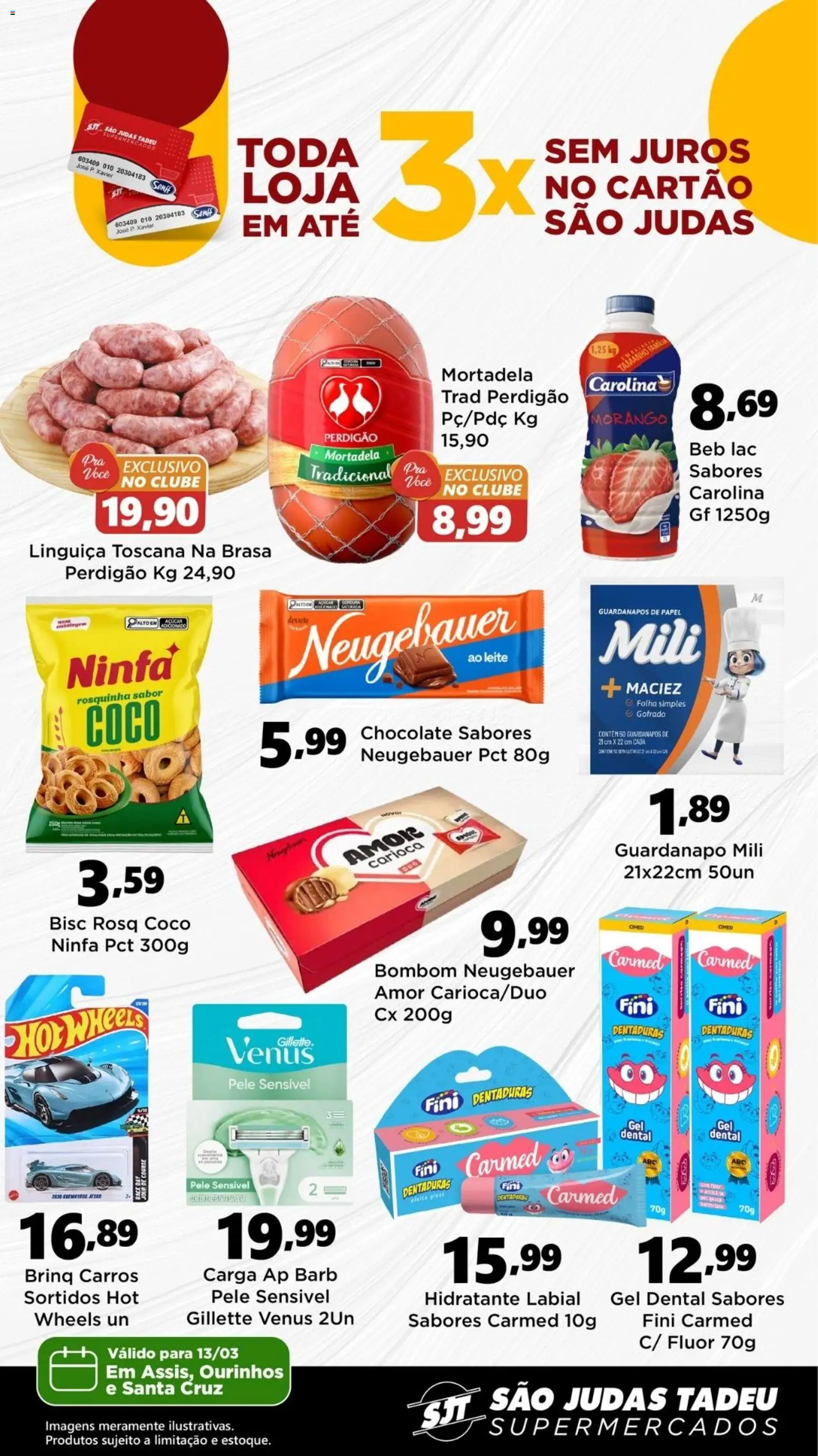 São Judas Tadeu Folheto - válido de 13.03.2026 | Página: 2 | Produtos: Leite, Chocolate, Mortadela, Rosquinha