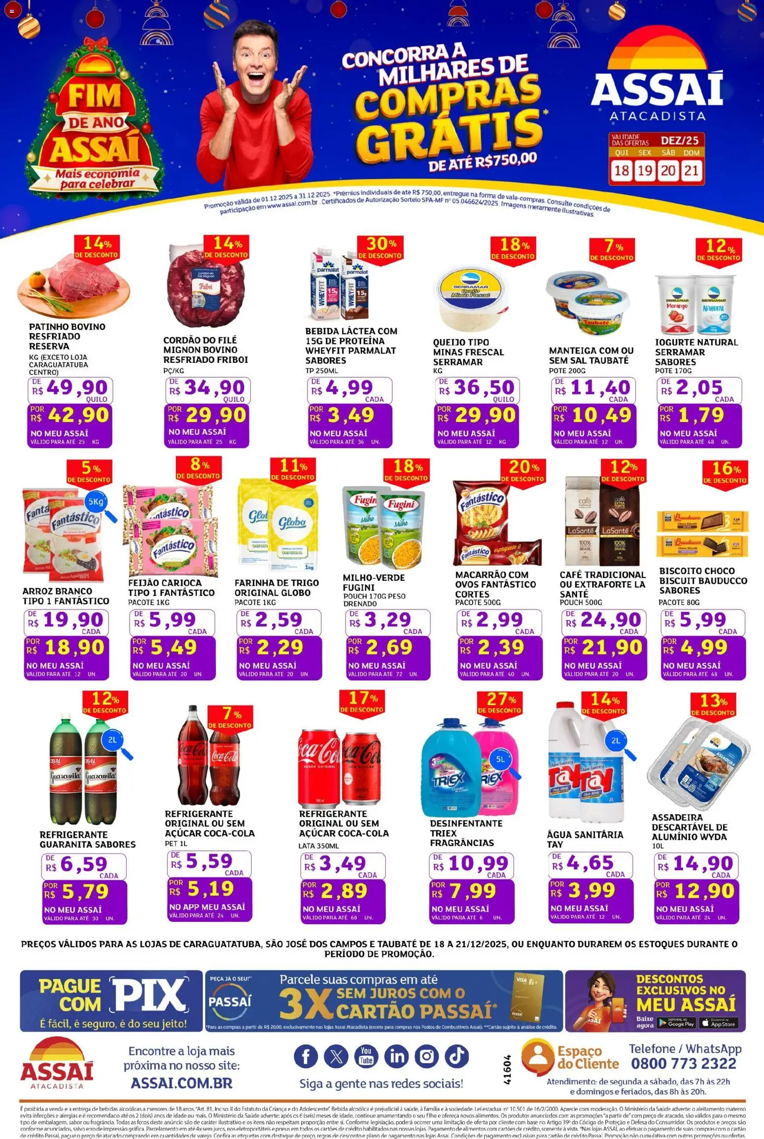 Assaí Atacadista Folheto - válido de 18.12.2025 | Página: 1 | Produtos: Farinha de trigo, Pneus, Telefone, Sal