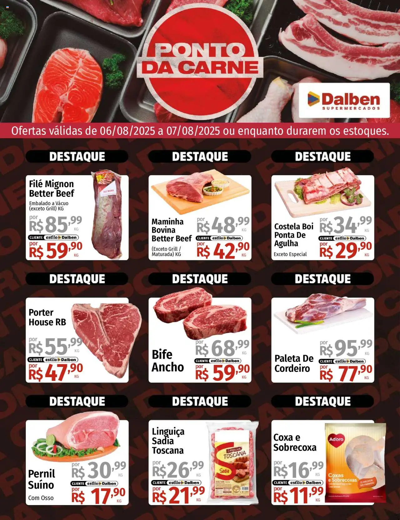 Supermercado Dalben Folheto - válido de 06.08.2025 | Página: 1 | Produtos: Grill, Maminha, Cordeiro, Carne