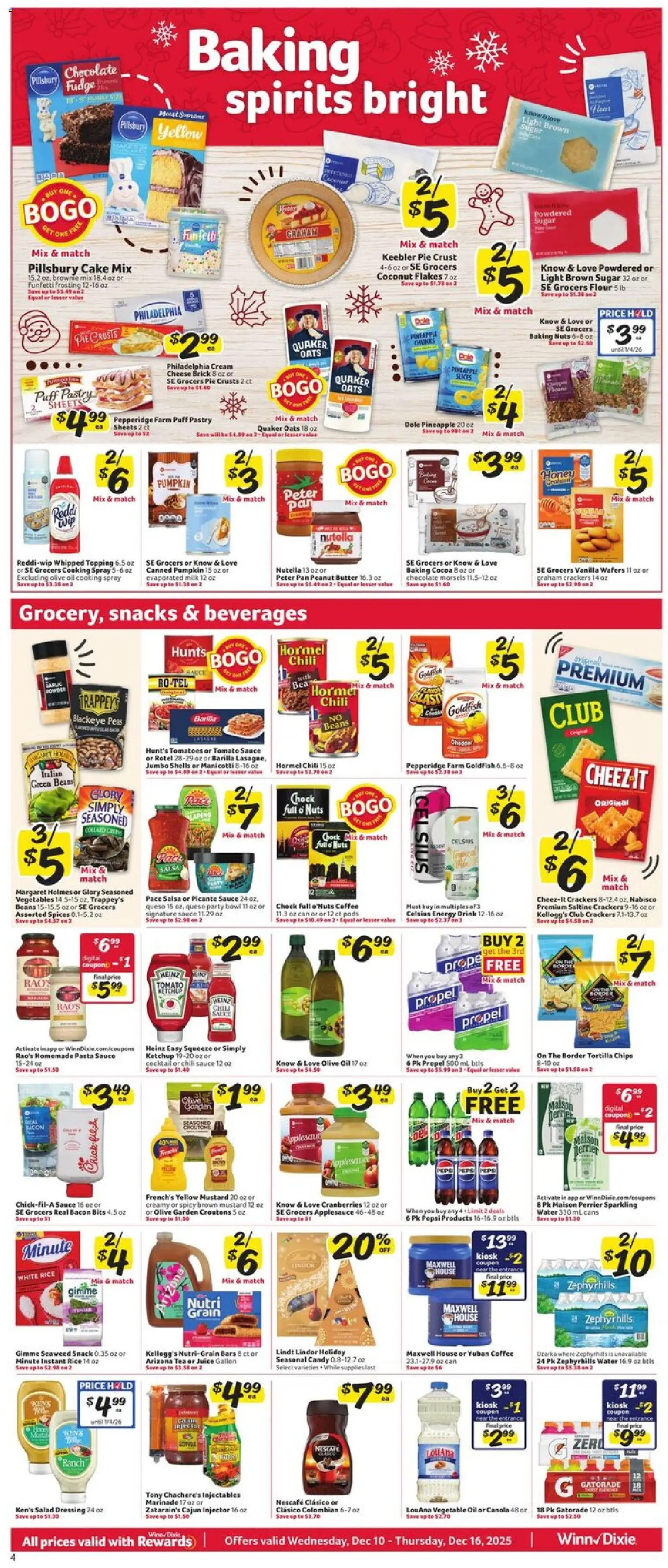 Winn Dixie Weekly Circular - FL - valid from 10.12.2025 | Page: 4 | Products: Pan, Cheese, Rice, Sugar
