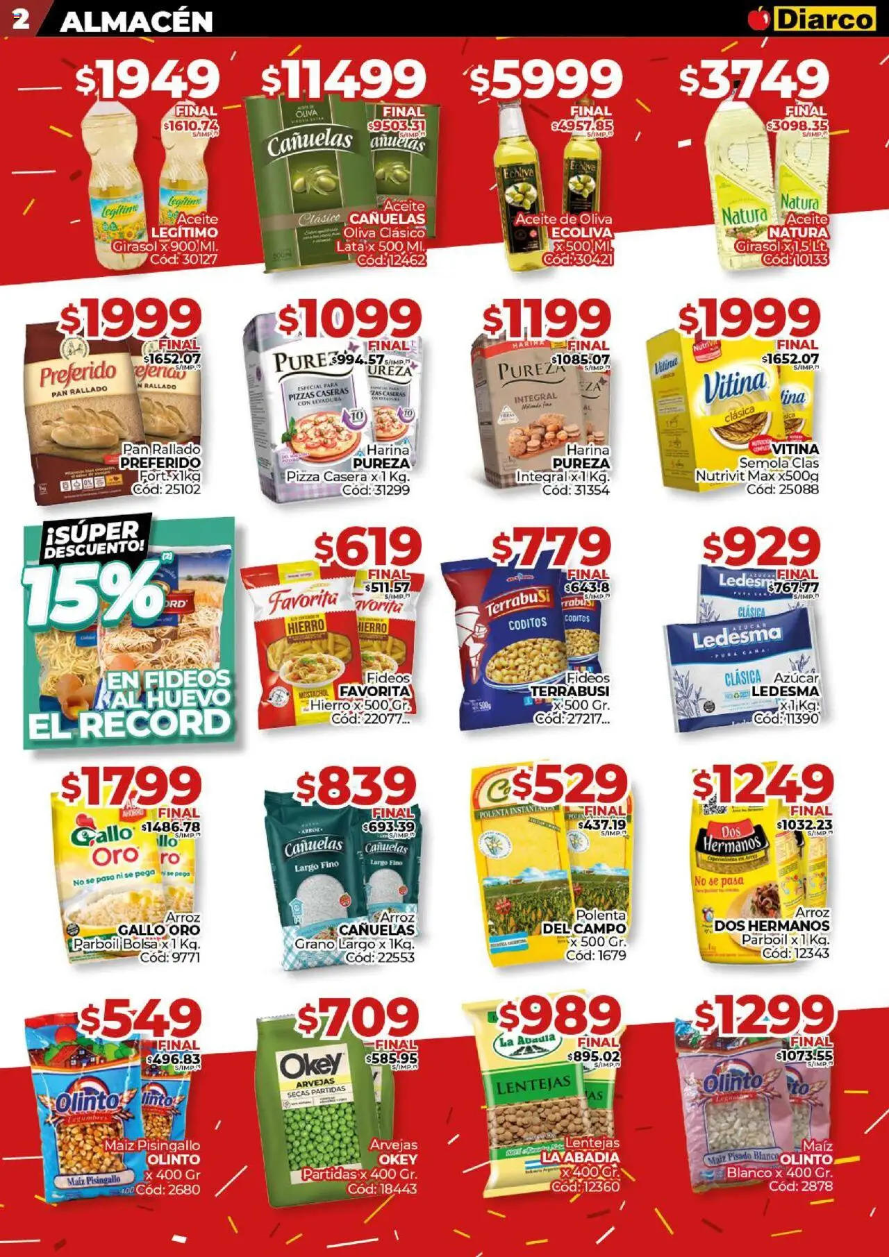 Diarco ofertas │ válido desde el 25.08.2025 | Página: 2 | Productos: Azucar, Maiz, Pan, Pan rallado