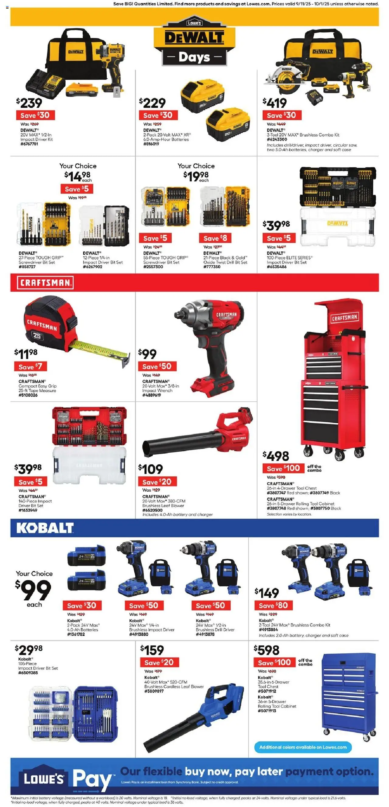 Lowe's Weekly Ad - valid from 11.09.2025 | Page: 5 | Products: Screwdriver, Battery, Tape Measure, Charger