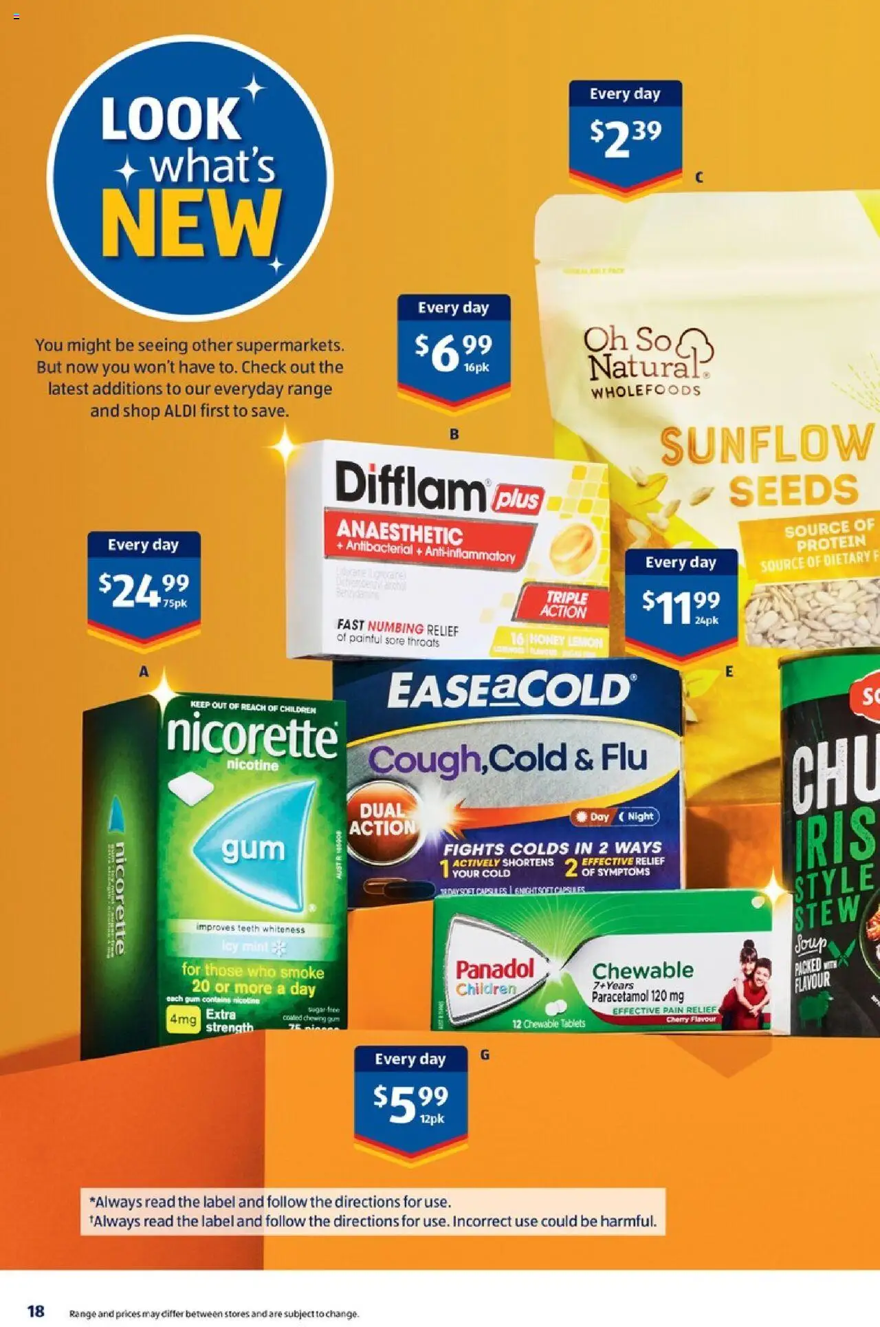 Aldi catalogue - valid from 27.08.2025 | Page: 18 | Products: Gum, Soup, Tablets, Pain relief