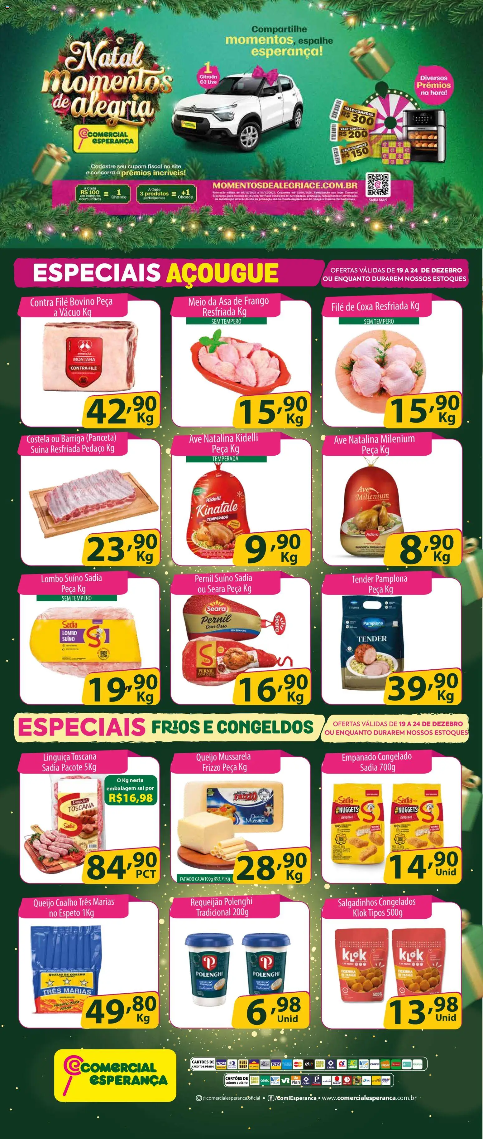 Comercial Esperança Folheto - válido de 19.12.2025 | Página: 1 | Produtos: Tender, Contra filé, Asa de frango, Salgadinhos