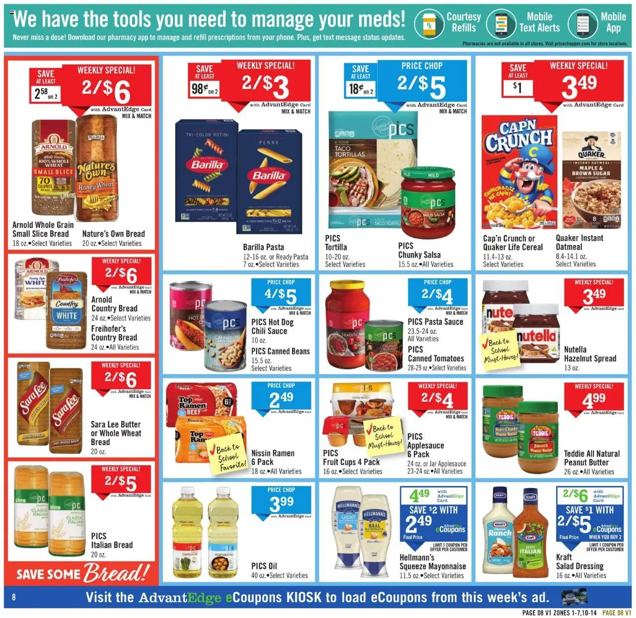 Price Chopper Weekly Ad - valid from 10.08.2025 | Page: 8 | Products: Oil, Beef, Sugar, Peach