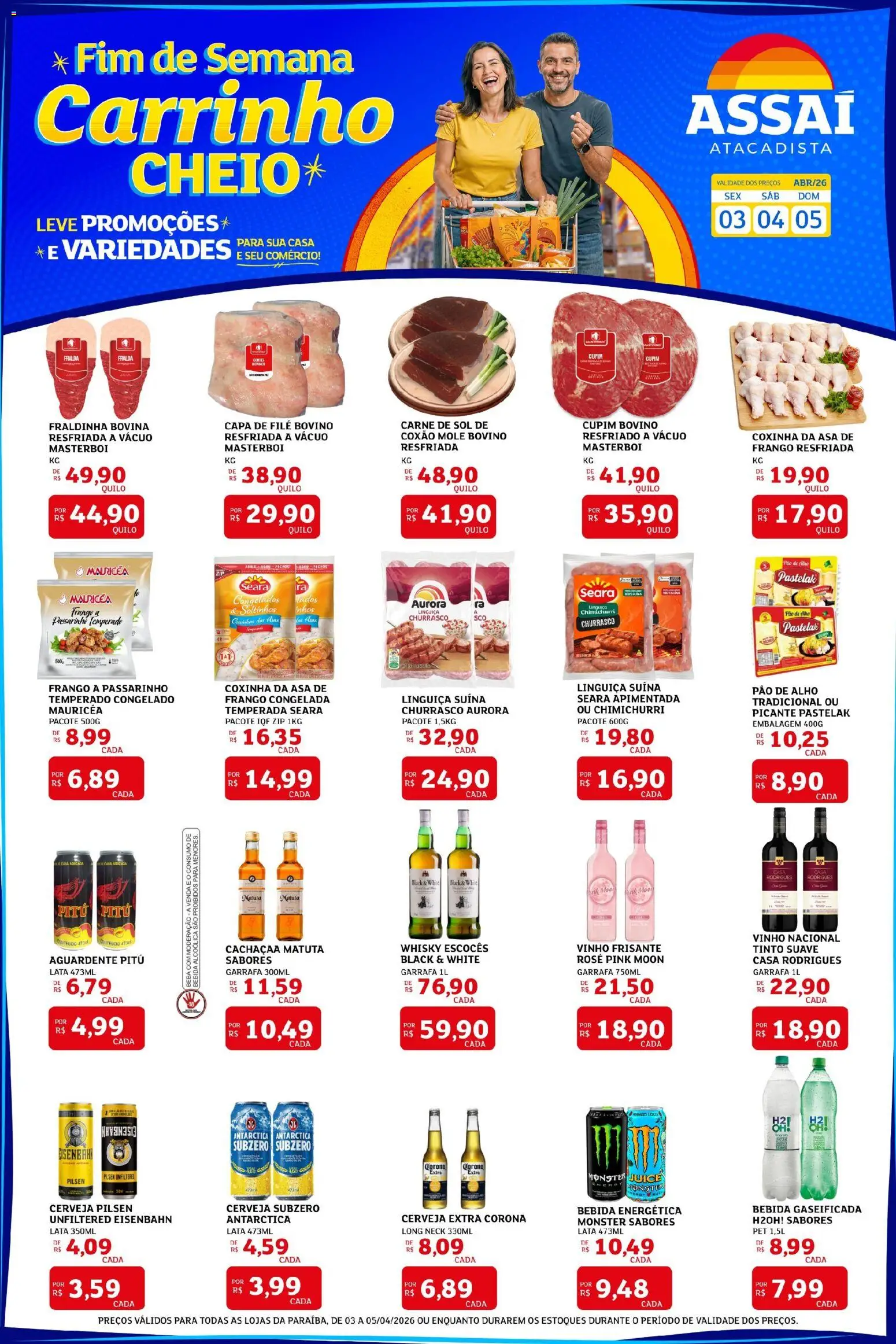 Assaí Atacadista Folheto - válido de 03.04.2026 | Página: 1 | Produtos: Alho, Whisky, Eisenbahn, Pão