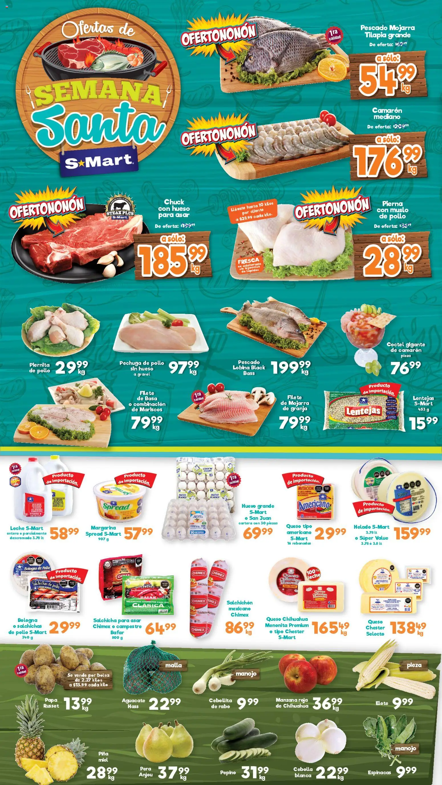 Nuevas ofertas de S-Mart válidas en toda la República Mexicana desde el 04.04.2026. ¡Encuentra las mejores ofertas en S-Mart folleto! | Página: 1 | Productos: Pollo, Papa, Huevo, Malla