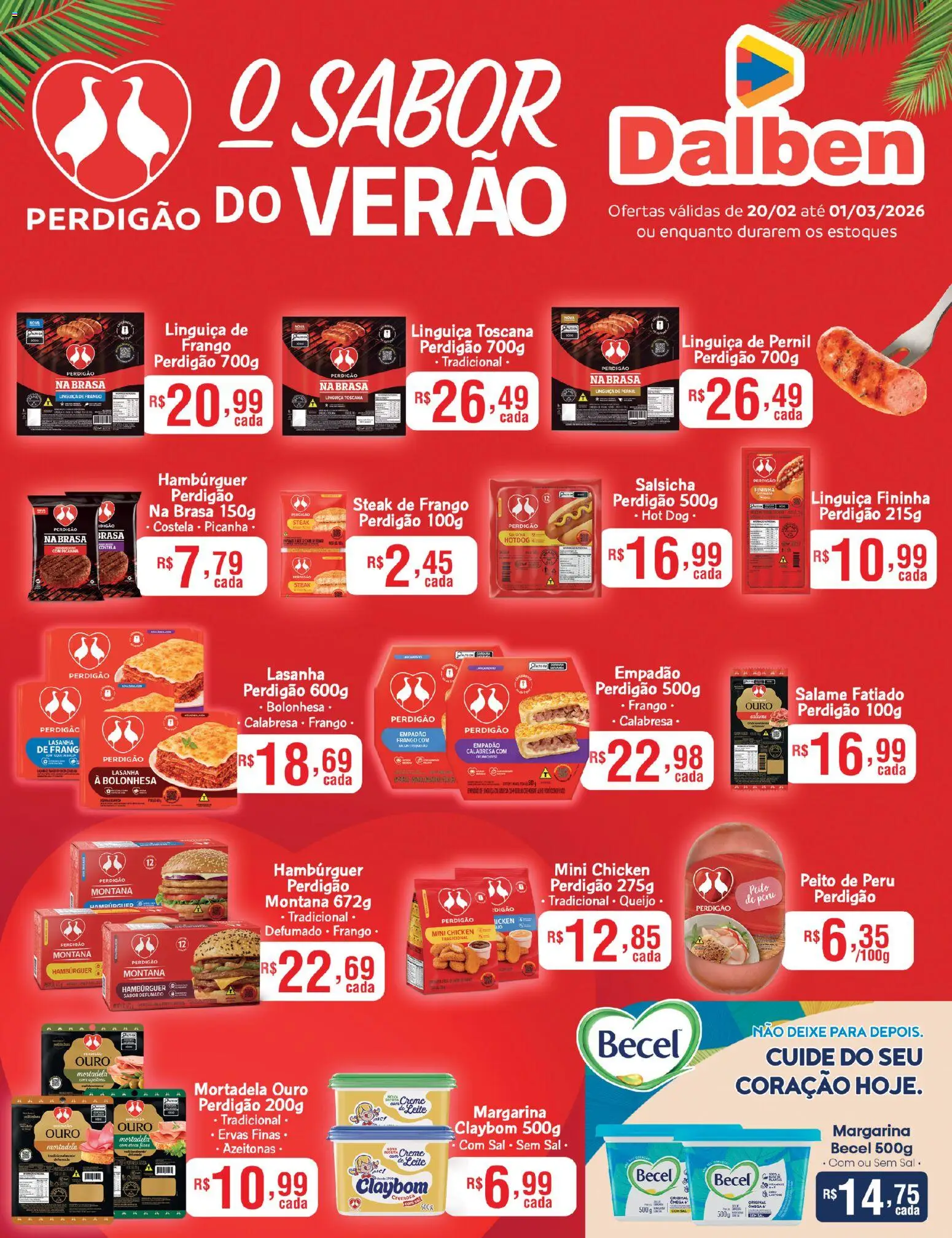 Supermercado Dalben Folheto - válido de 20.02.2026 | Página: 1 | Produtos: Salsicha, Salame, Sal, Margarina