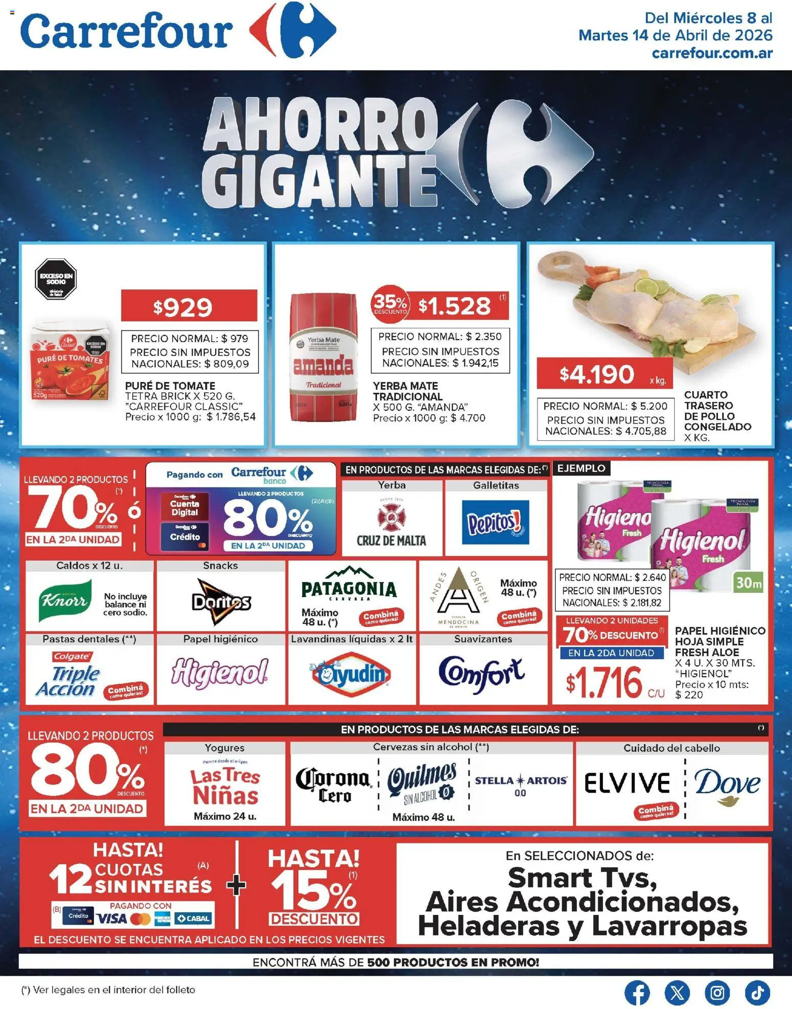 Carrefour ofertas │ válido desde el 08.04.2026 | Página: 1 | Productos: Papel higiénico, Mate, Pollo, Tomates