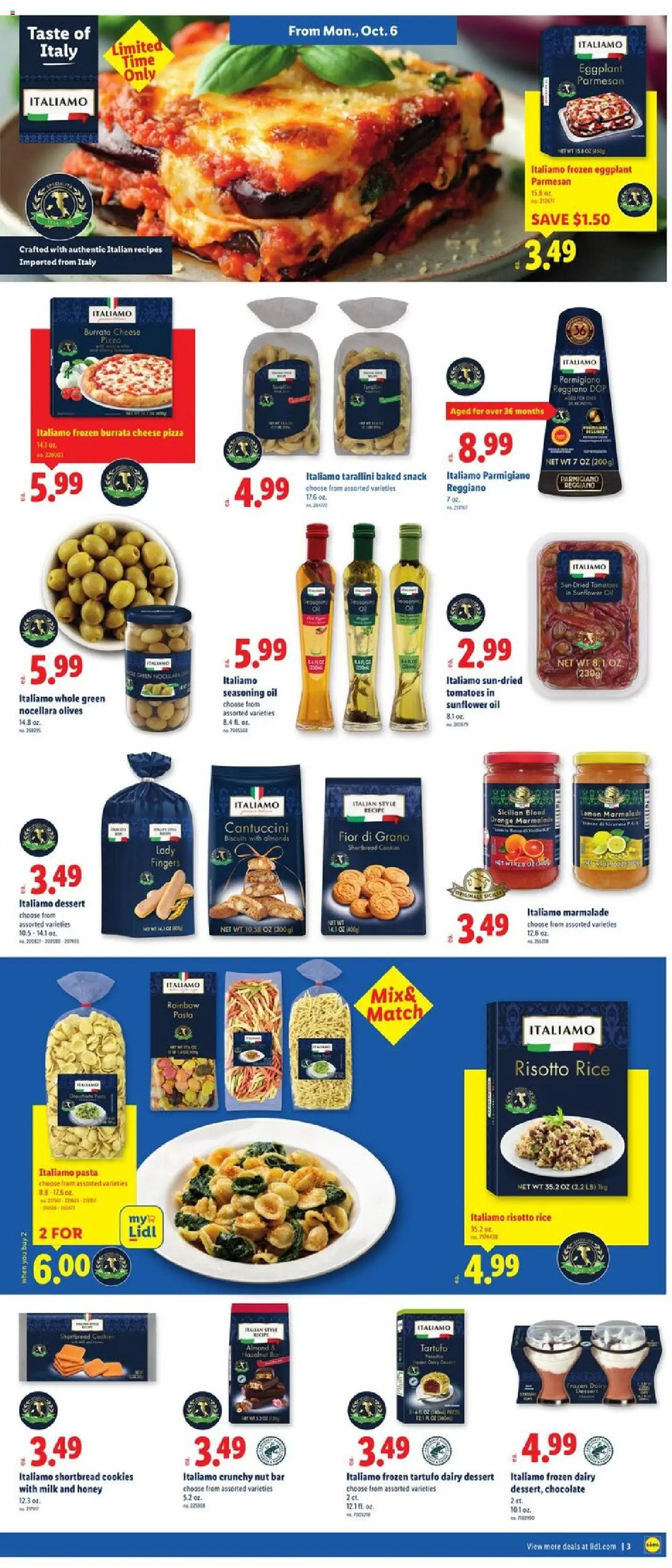 Lidl Weekly Ad - valid from 01.10.2025 | Page: 5 | Products: Milk, Pizza, Pasta, Lemon