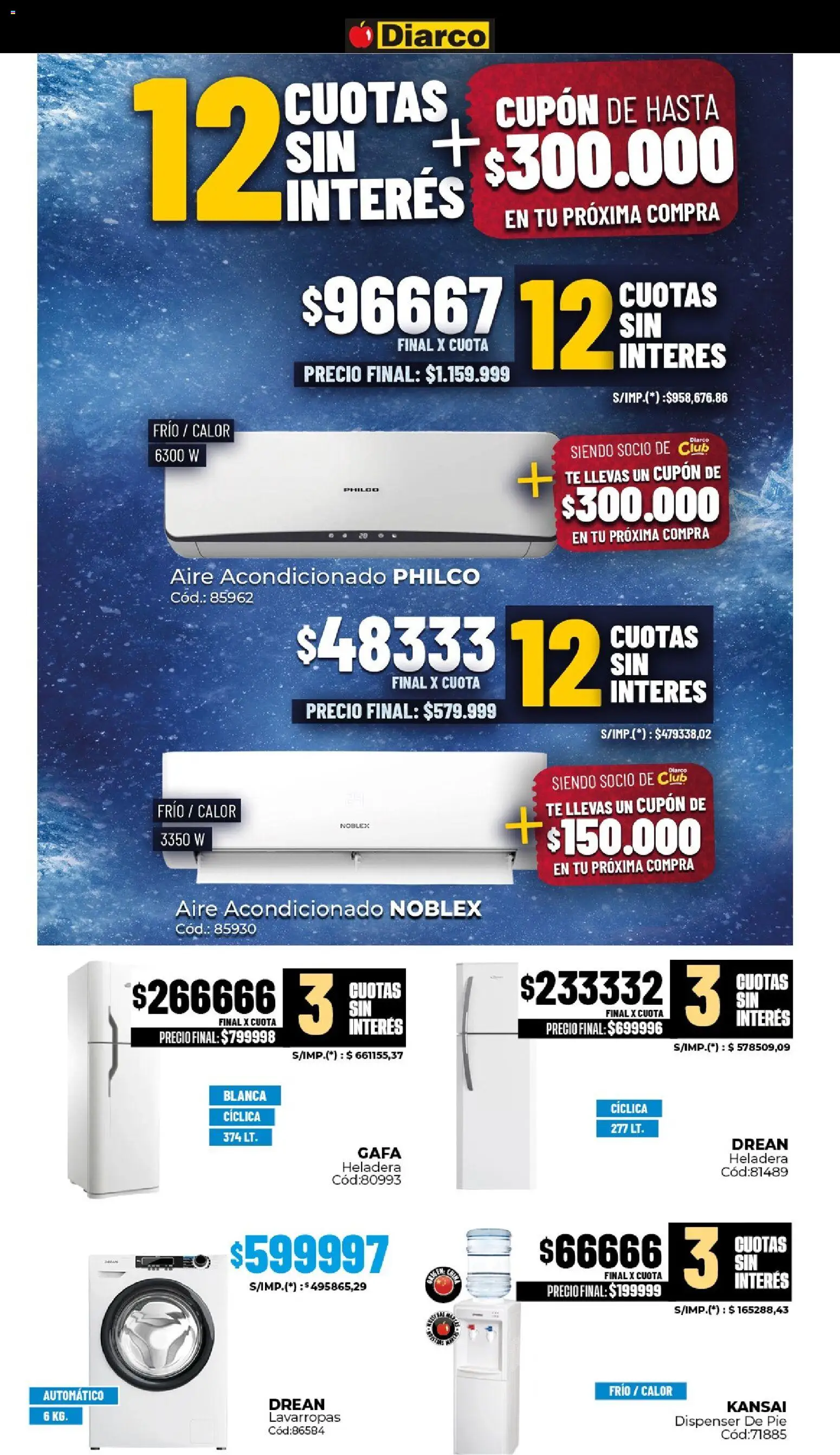 Diarco ofertas │ válido desde el 23.03.2026 | Página: 20 | Productos: Aire acondicionado, Lavarropas, Heladera, Té