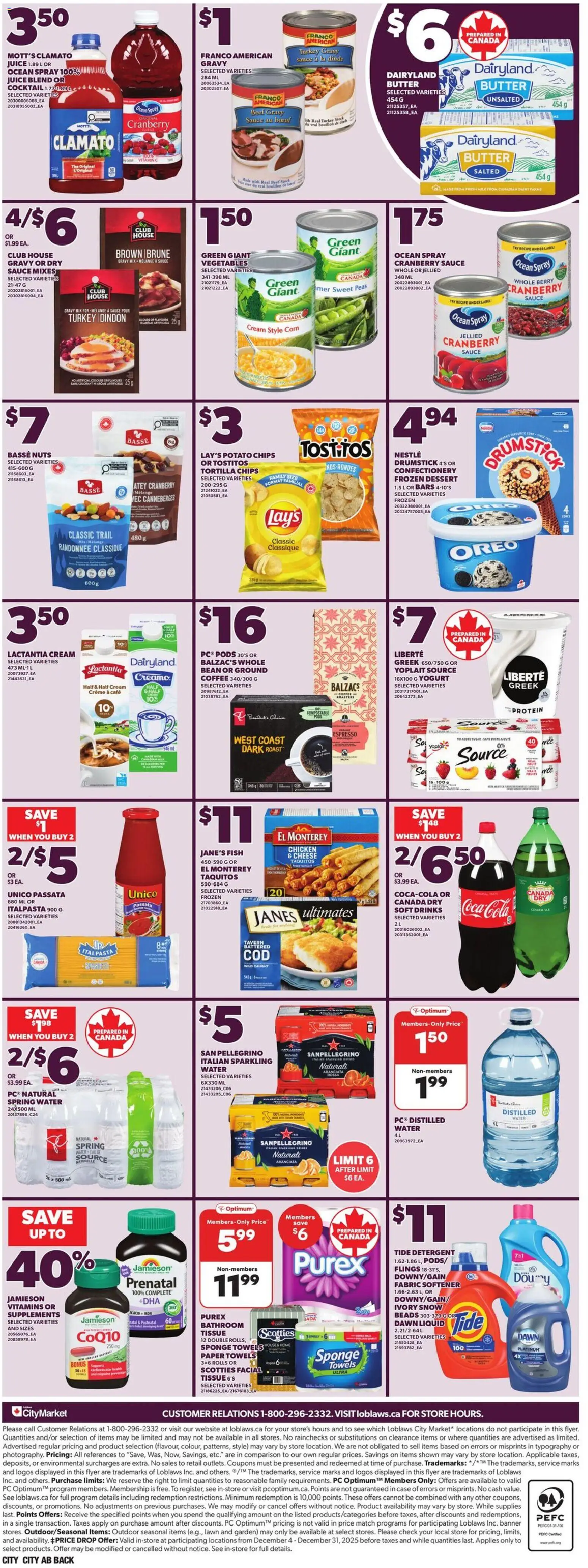 Loblaws flyer valid from 18.12.2025 | Page: 4 | Products: Turkey, Fabric softener, Milk, Coffee