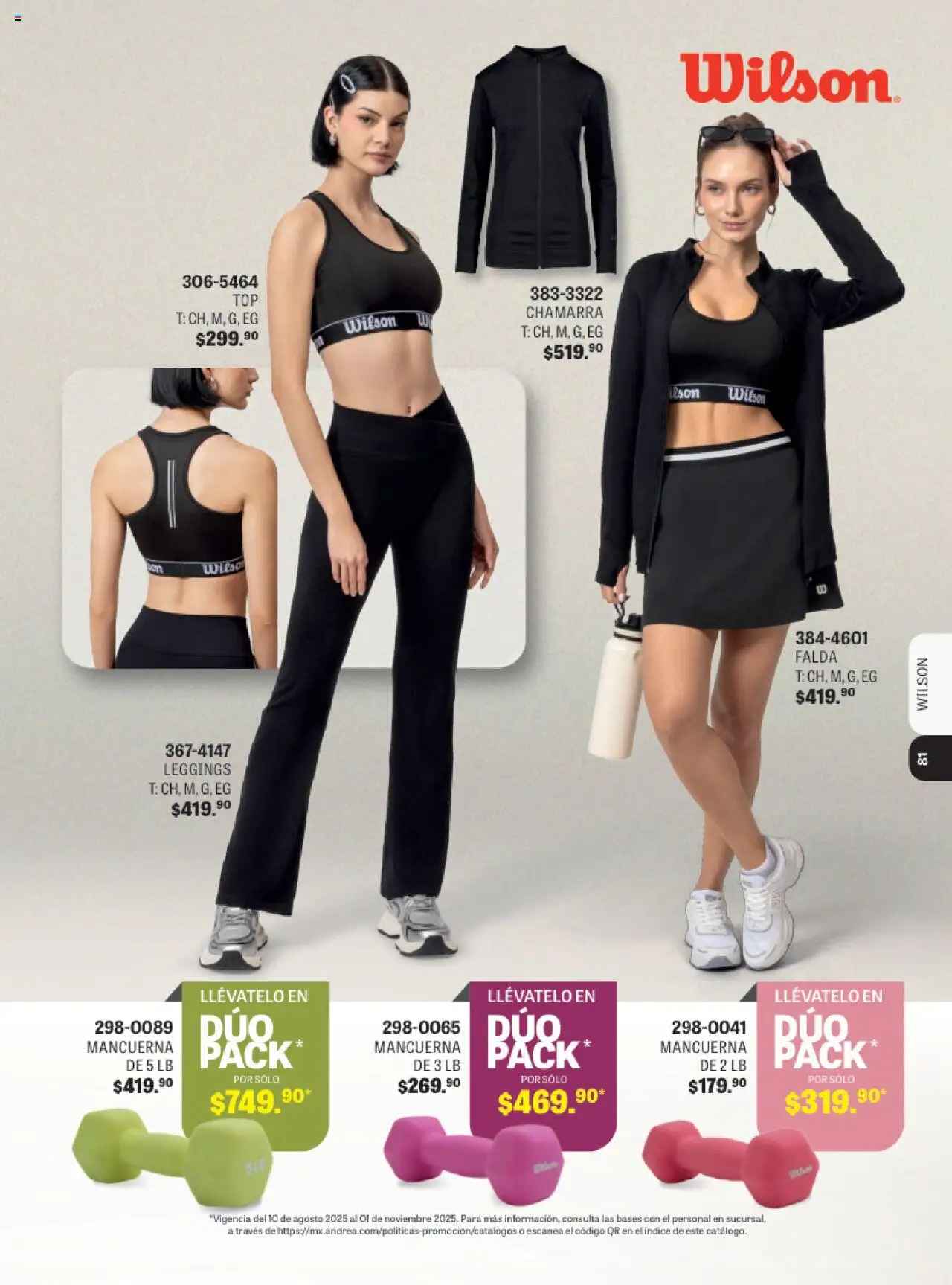 Nuevas ofertas de Andrea válidas en toda la República Mexicana desde el 13.08.2025. ¡Encuentra las mejores ofertas en Andrea - Catálogo Andrea Sport! | Página: 78 | Productos: Leggings, Chamarra, Falda