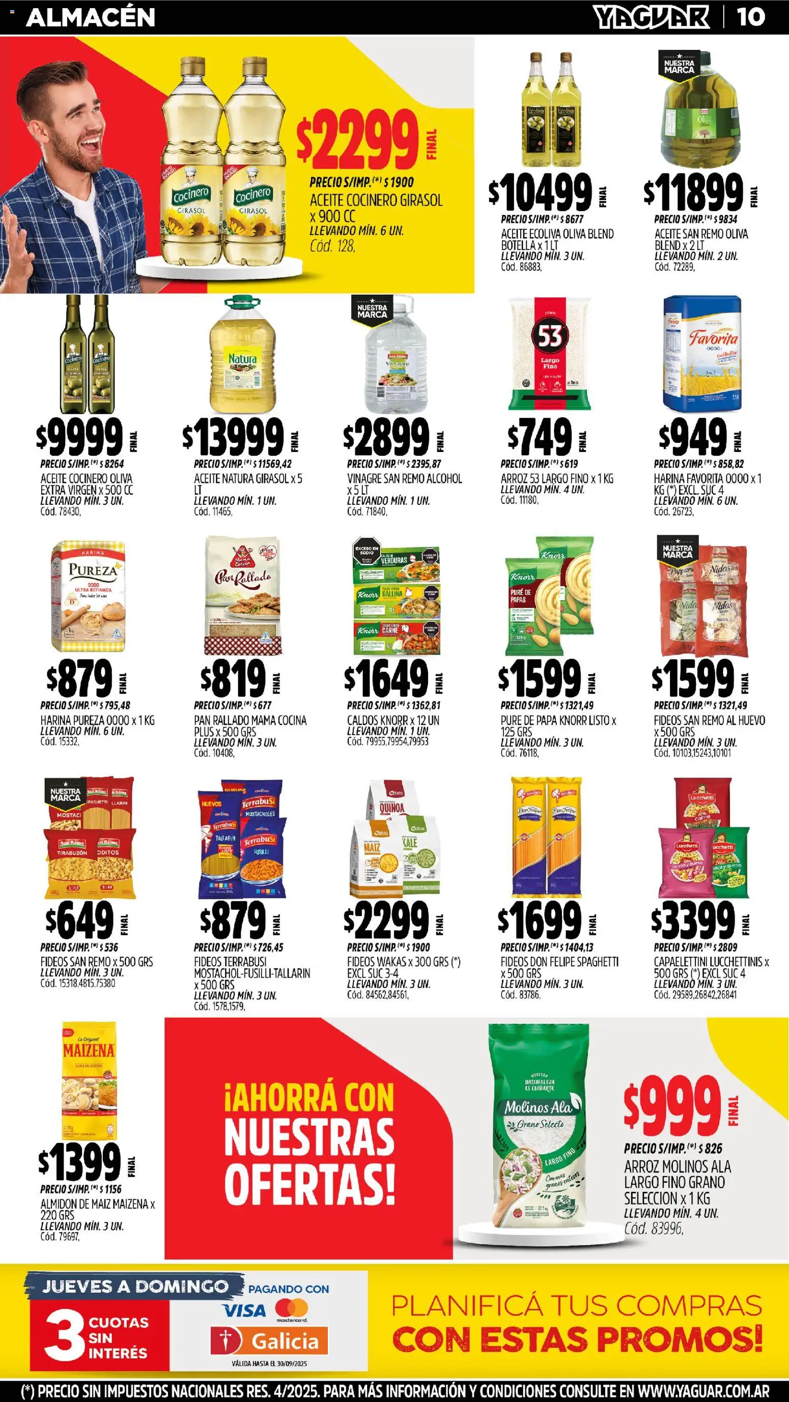 Yaguar - José C. Paz │ válido desde el 27.10.2025 | Página: 10 | Productos: Papa, Aceite, Vinagre, Pan rallado