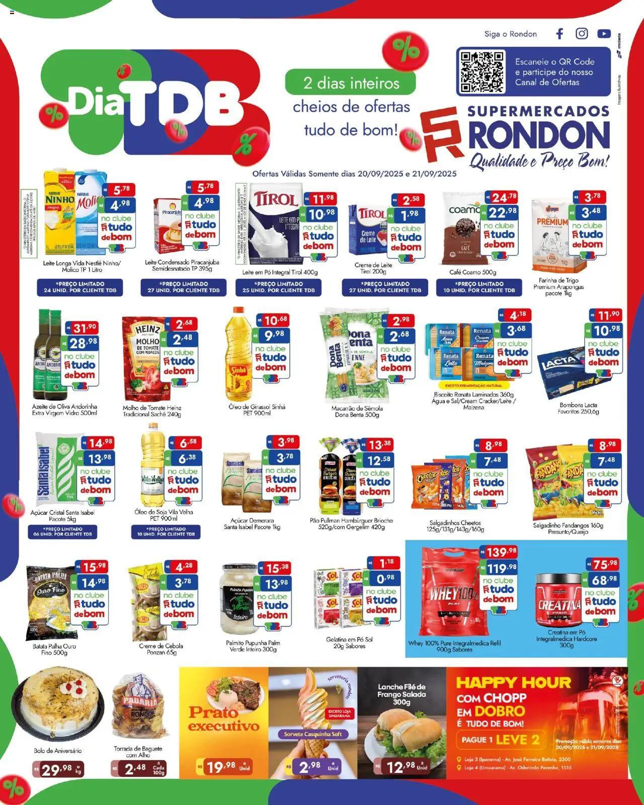 Supermercados Rondon Folheto - válido de 20.09.2025 | Página: 1 | Produtos: Pupunha, Palmito, Leite, Açúcar