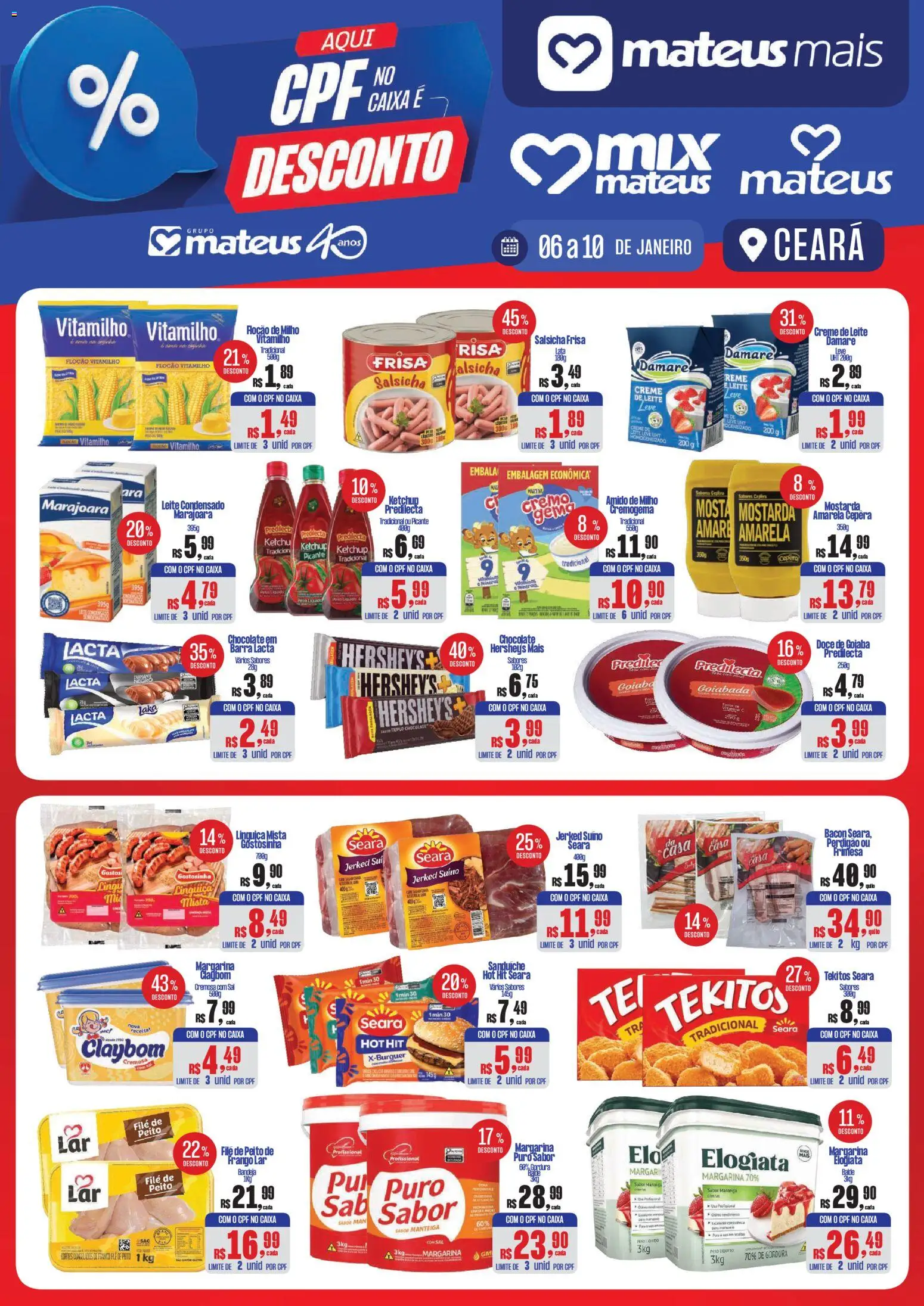 Mateus Folheto - válido de 06.01.2026 | Página: 1 | Produtos: Salsicha, Ketchup, Creme, Margarina