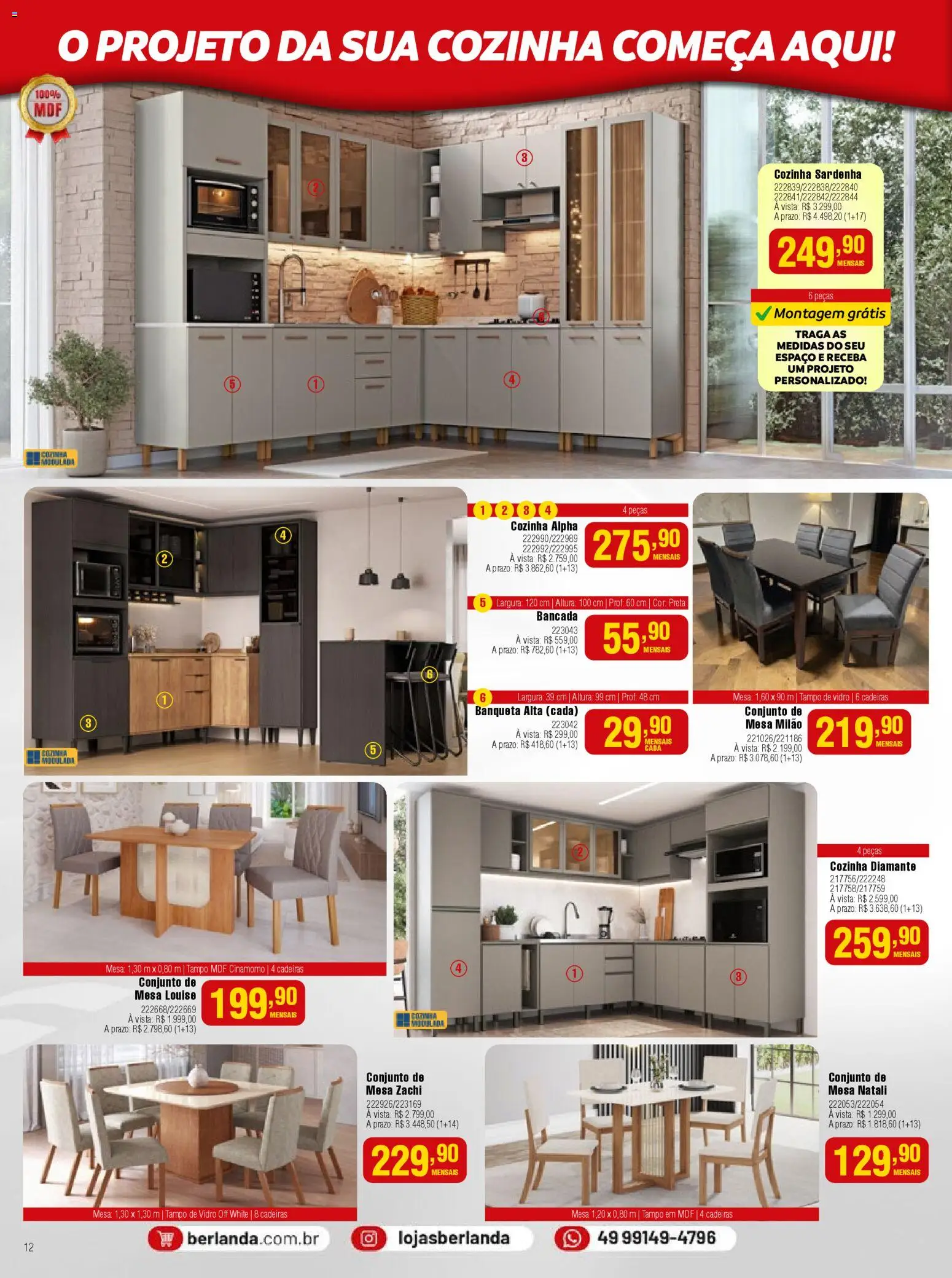 Berlanda Folheto - válido de 01.04.2026 | Página: 12 | Produtos: Bancada, Mesa, Banqueta