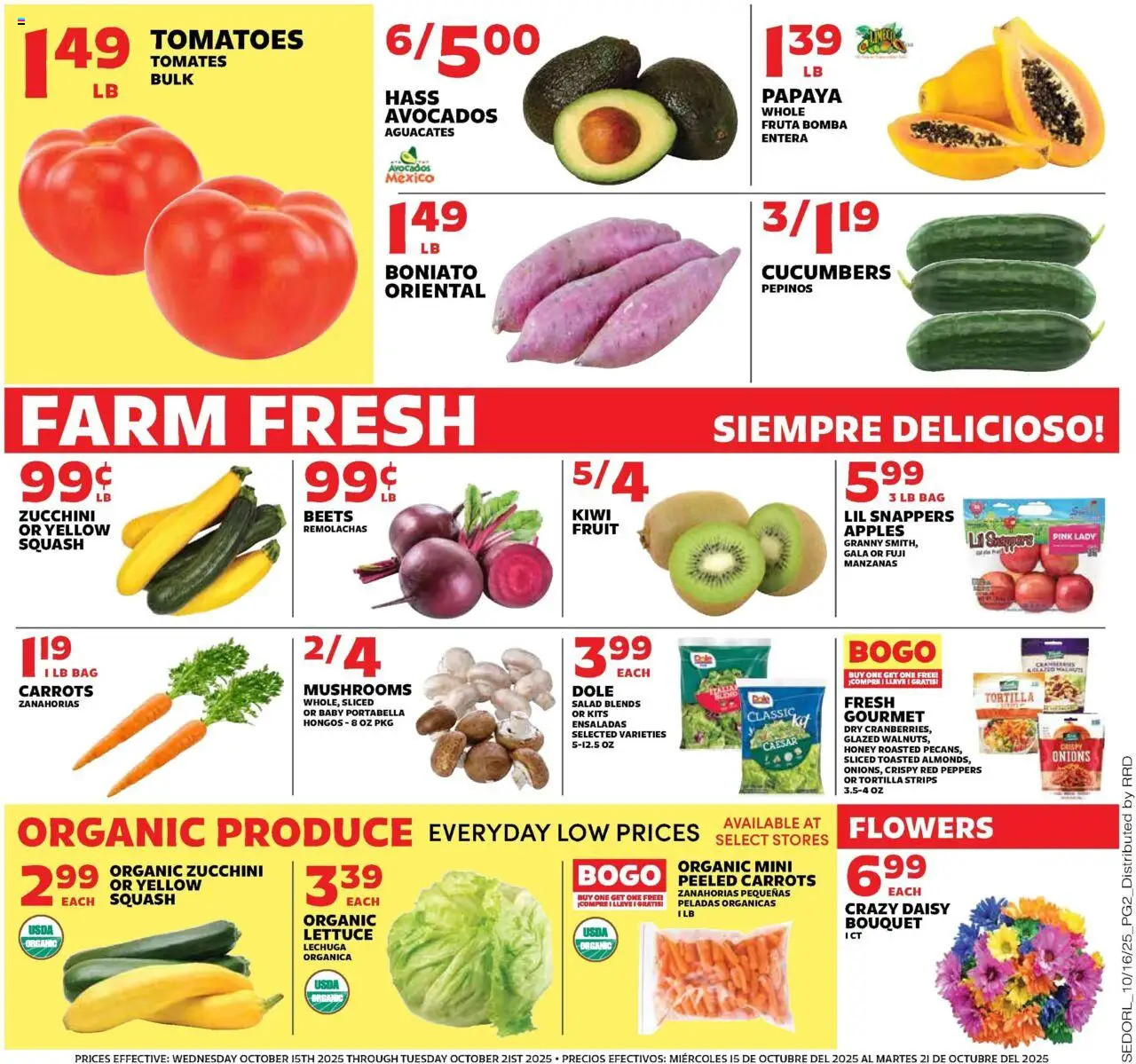Sedano's - Current Ad - FL - valid from 15.10.2025 | Page: 2 | Products: Squash, Zucchini, Cucumbers, Salad