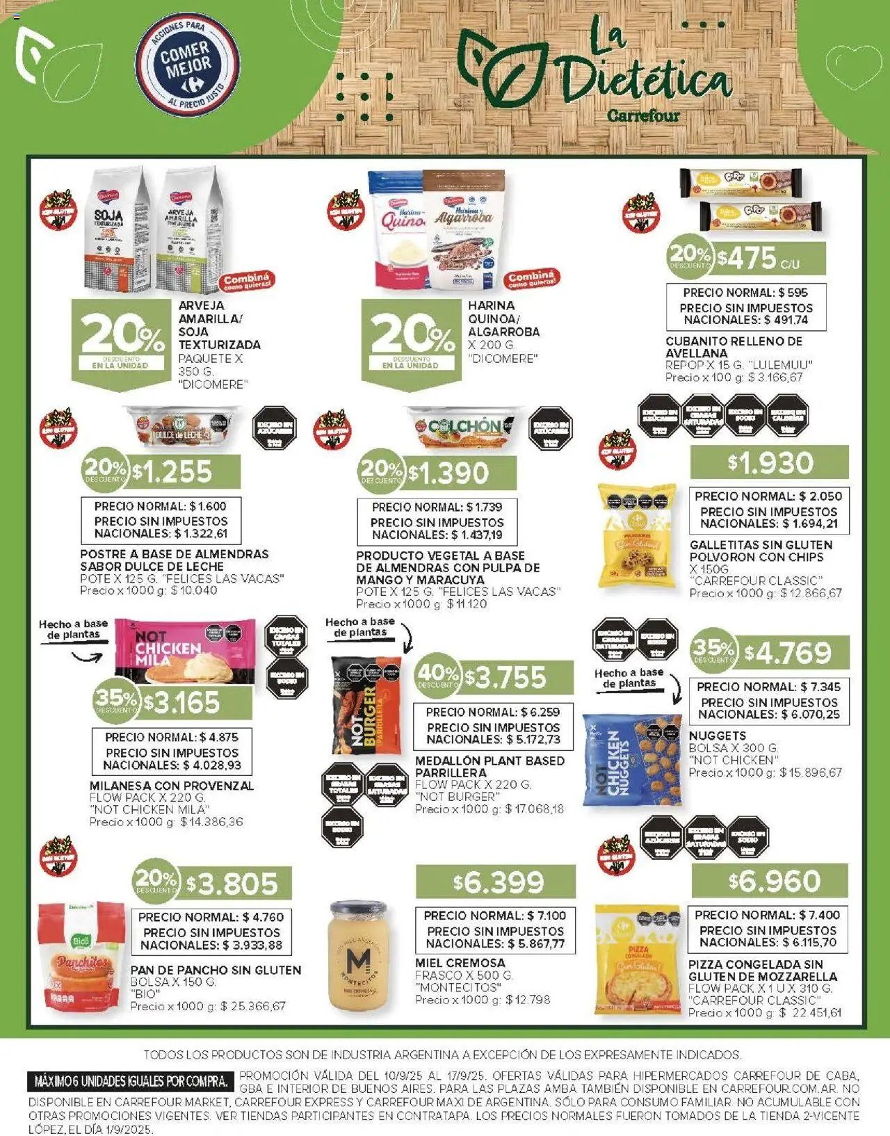 Carrefour ofertas │ válido desde el 10.09.2025 | Página: 13 | Productos: Arveja, Almendras, Leche, Pan