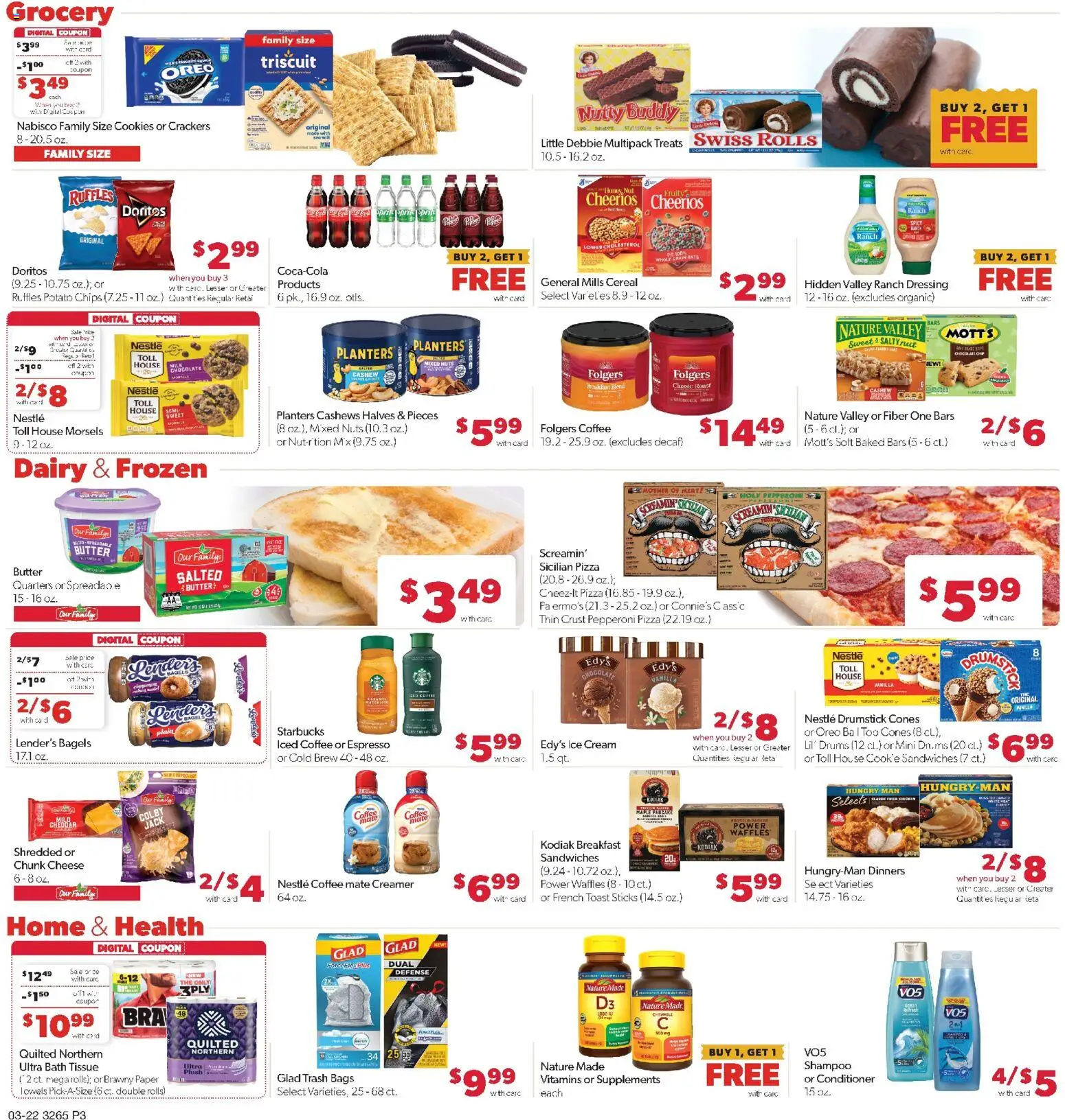 Family Fare Weekly Ad - SD - valid from 22.03.2026 | Page: 3 | Products: Shampoo, Butter, Pizza, Nuts