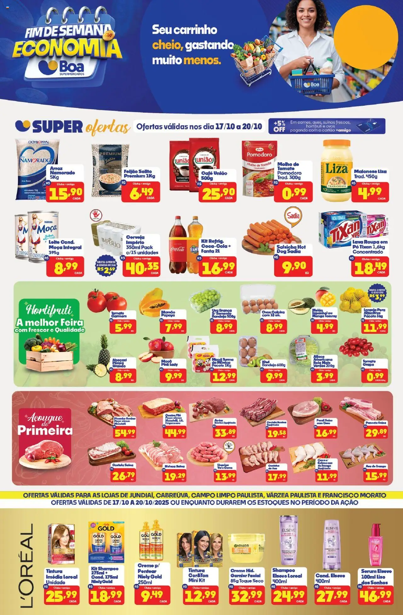 Boa Supermercados Folheto - válido de 17.10.2025 | Página: 1 | Produtos: Cola, Cerveja, Carrinho, Sérum